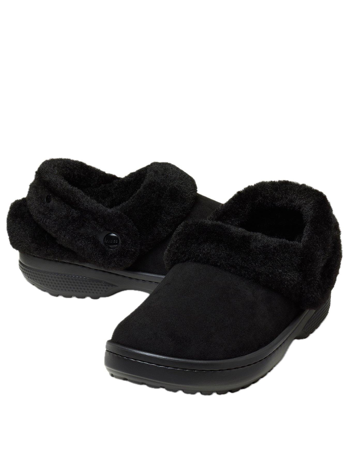 stillFront image of crocs-mens-classic-unfurgettable-sueded-clog-sandal-black