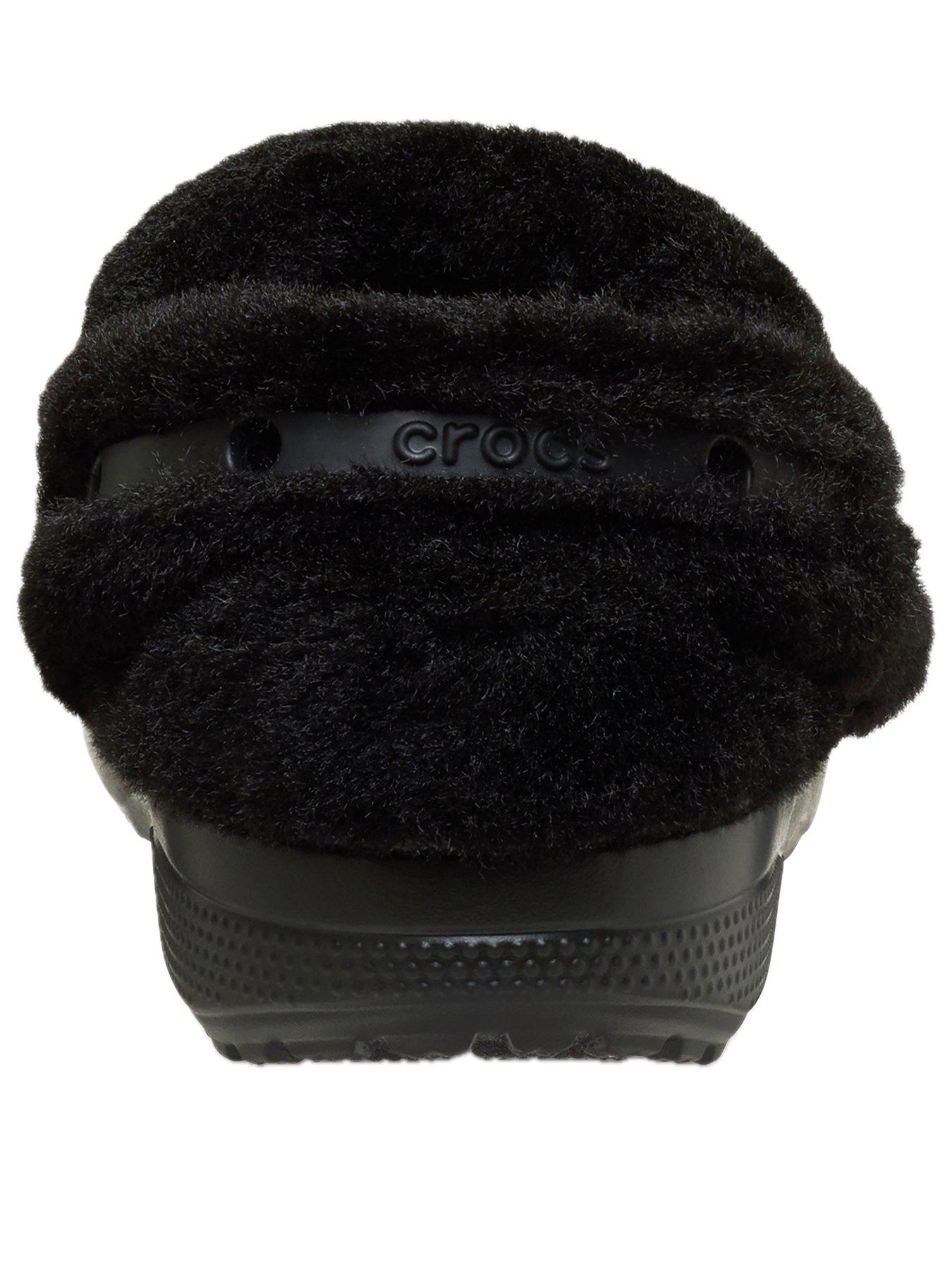  image of crocs-mens-classic-unfurgettable-sueded-clog-sandal-black