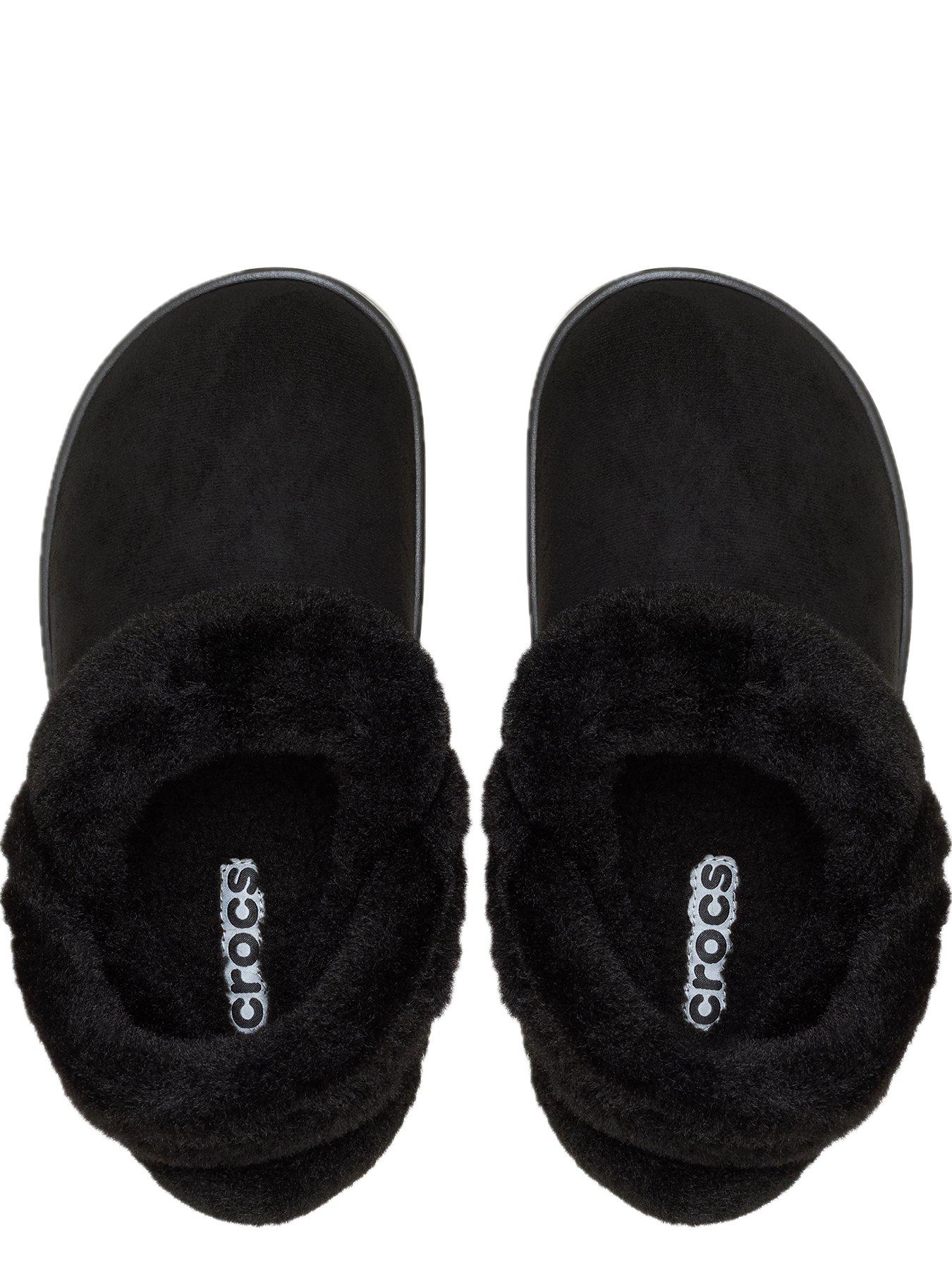  image of crocs-mens-classic-unfurgettable-sueded-clog-sandal-black