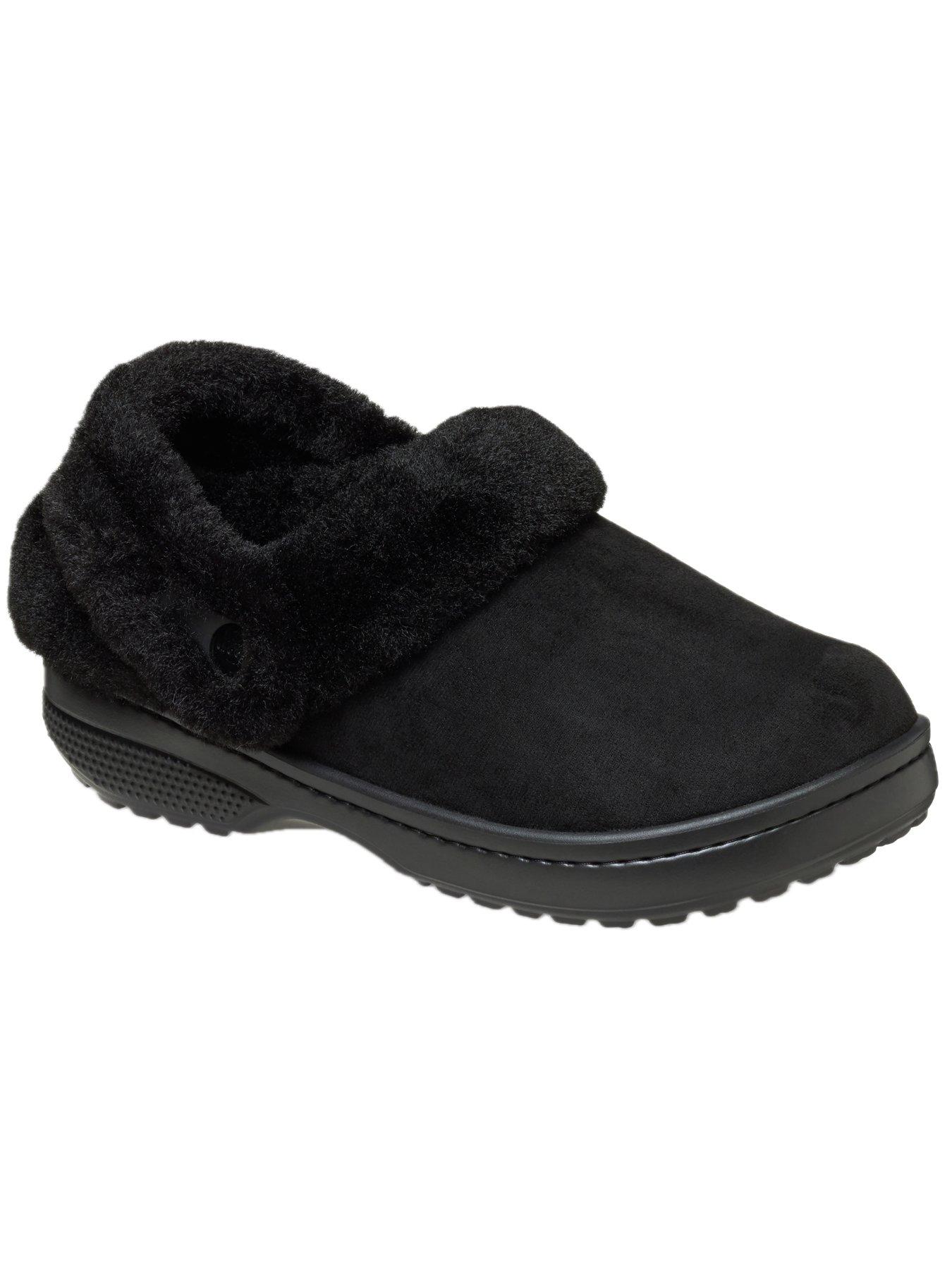  image of crocs-mens-classic-unfurgettable-sueded-clog-sandal-black