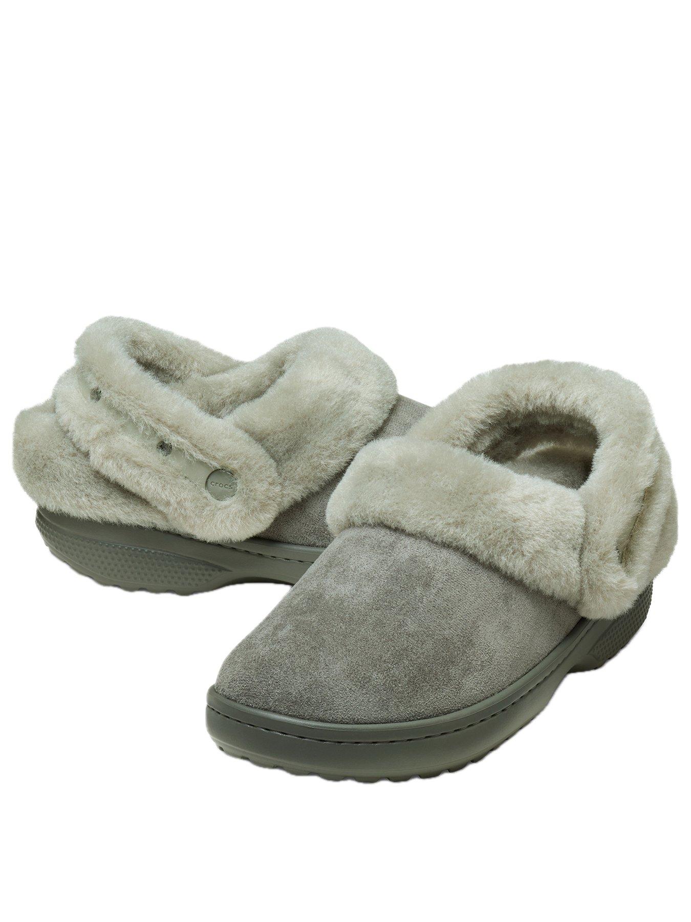  image of crocs-mens-classic-unfurgettable-sueded-clog-sandal-grey