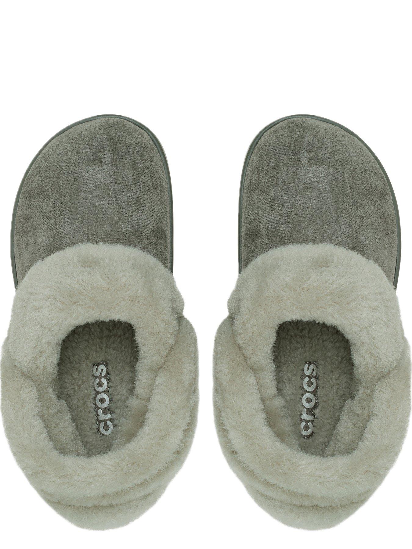  image of crocs-mens-classic-unfurgettable-sueded-clog-sandal-grey