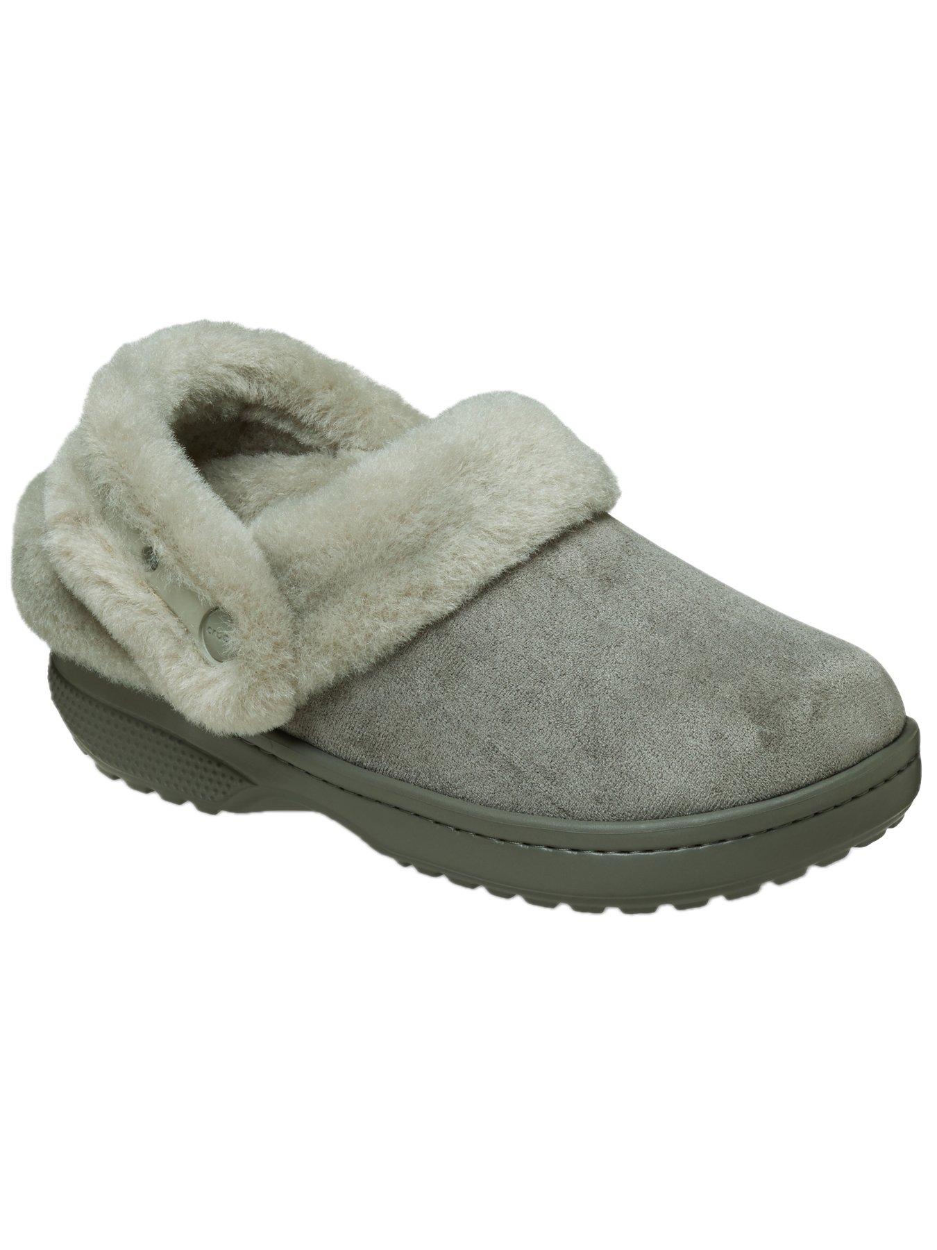  image of crocs-mens-classic-unfurgettable-sueded-clog-sandal-grey