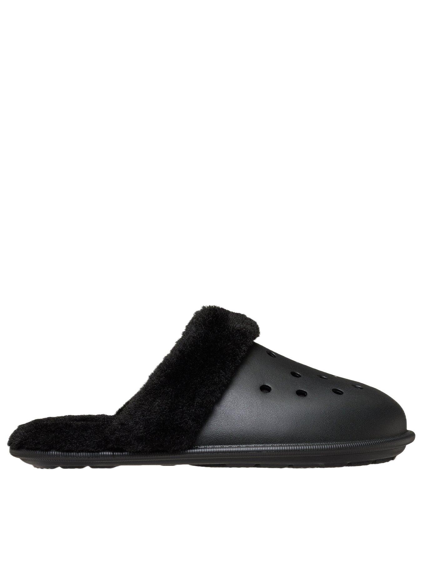  image of crocs-mens-classic-fuzz-scuff-slipper-black