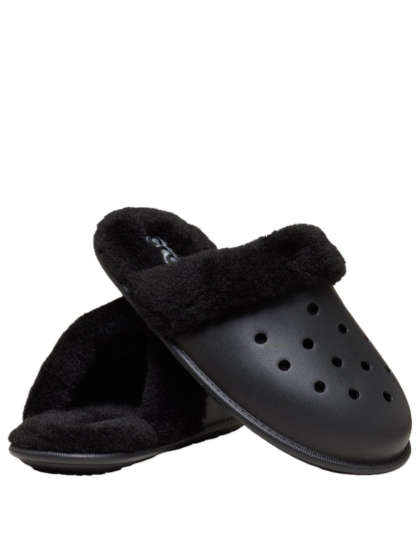  image of crocs-mens-classic-fuzz-scuff-slipper-black