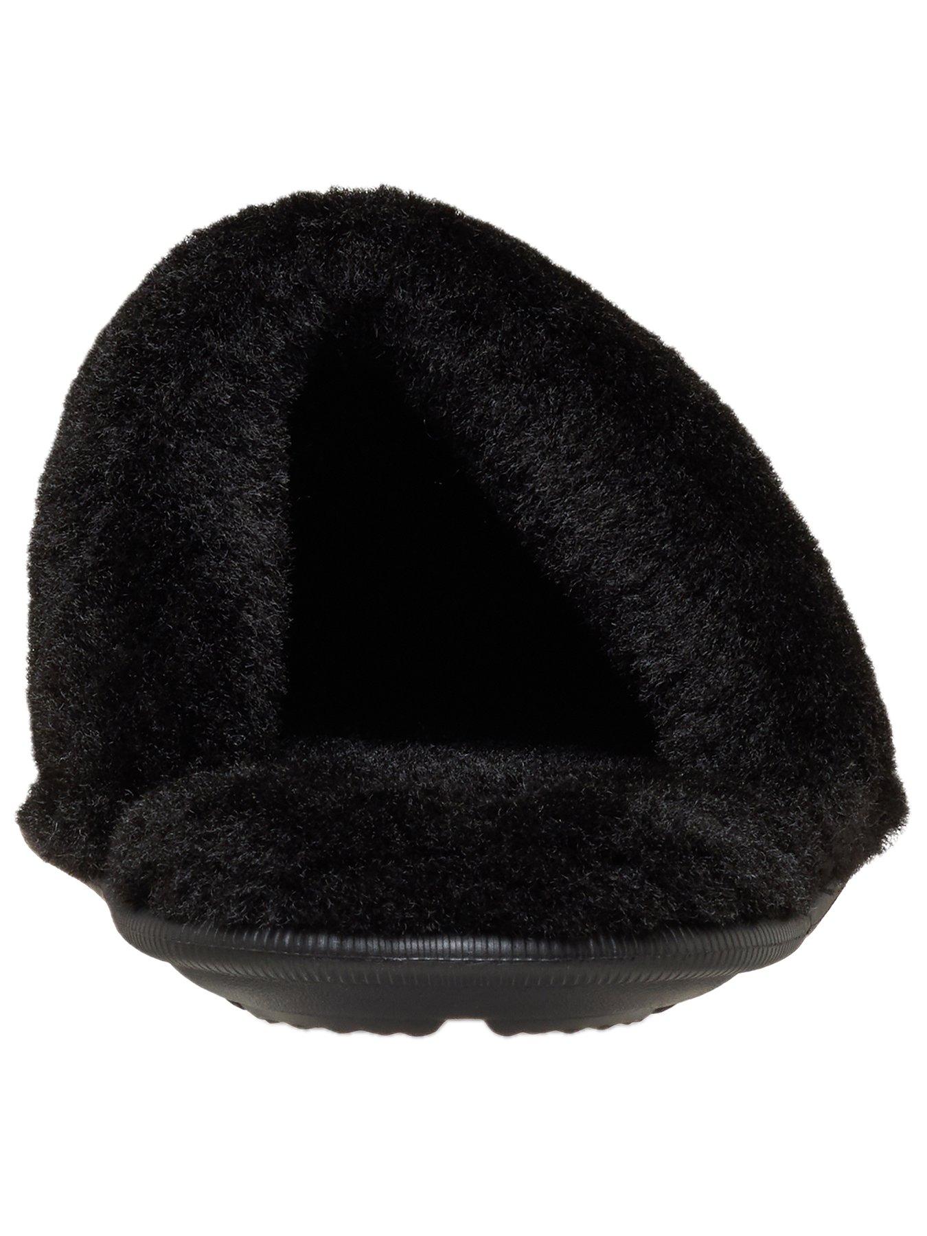 Crocs Men's Classic Fuzz Scuff Slipper - Black | Littlewoods