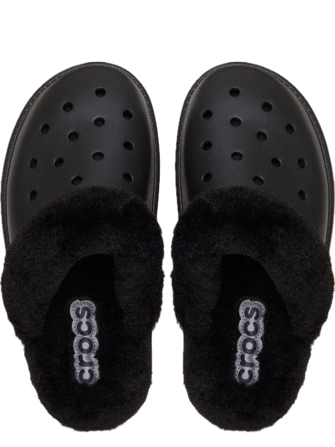  image of crocs-mens-classic-fuzz-scuff-slipper-black