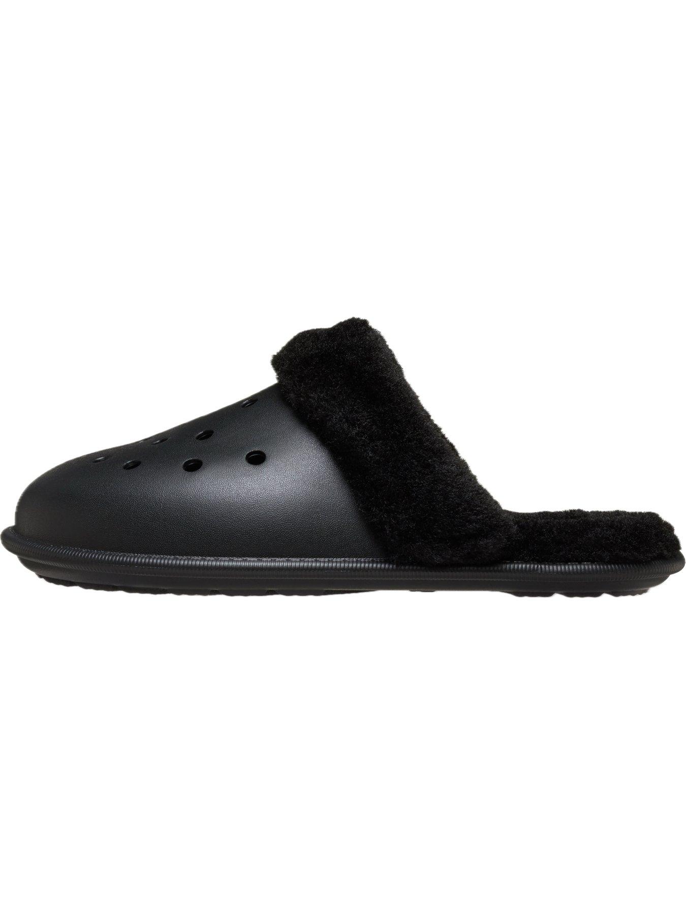  image of crocs-mens-classic-fuzz-scuff-slipper-black