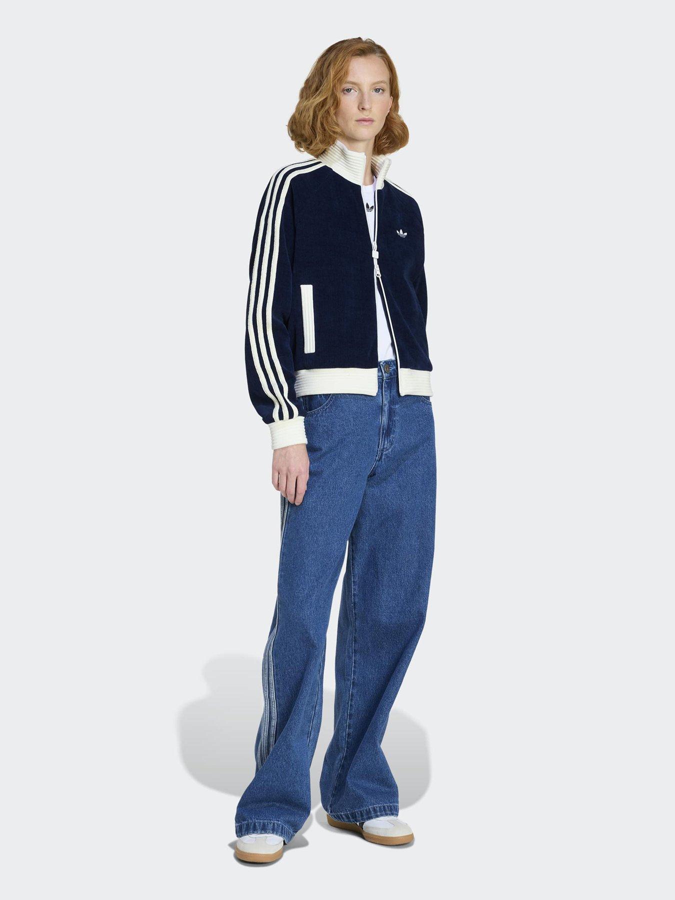 Image 3 of 5 of adidas Originals Womens Velour Knit Track Top - Blue