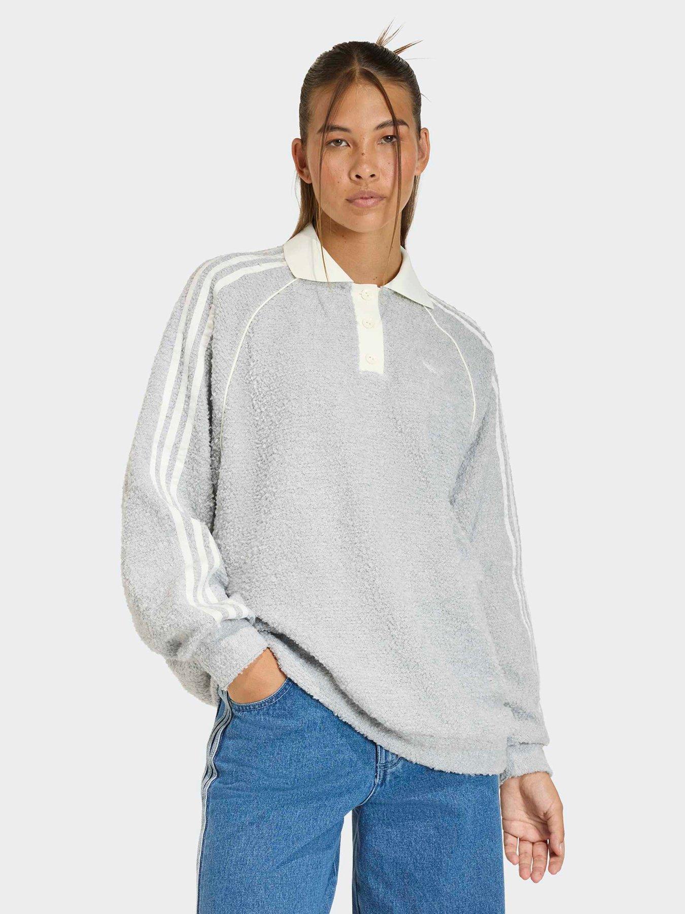 adidas Originals Womens Oversized Polo Crew - Grey
