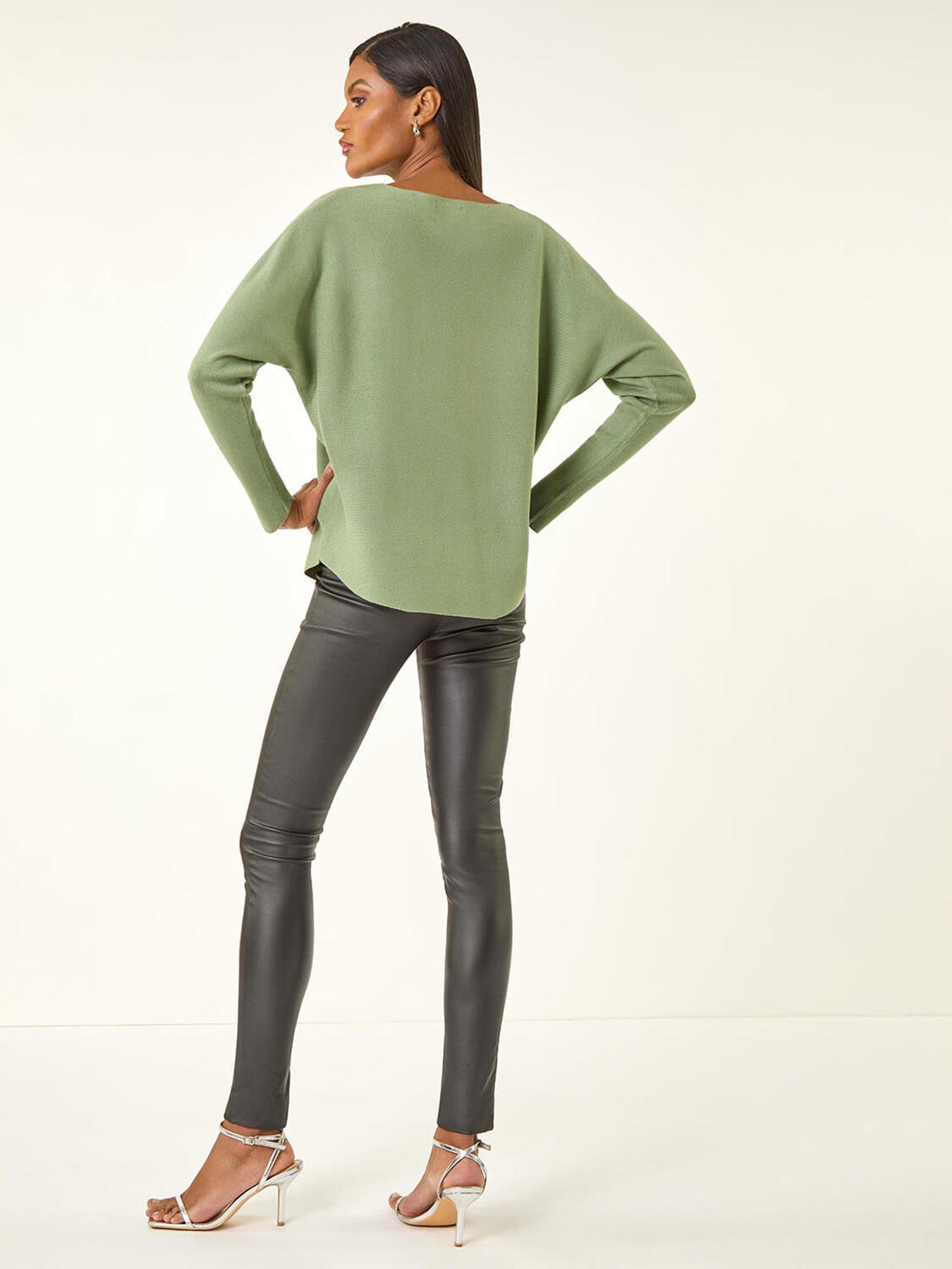  image of roman-embellished-stripe-knit-jumper-green