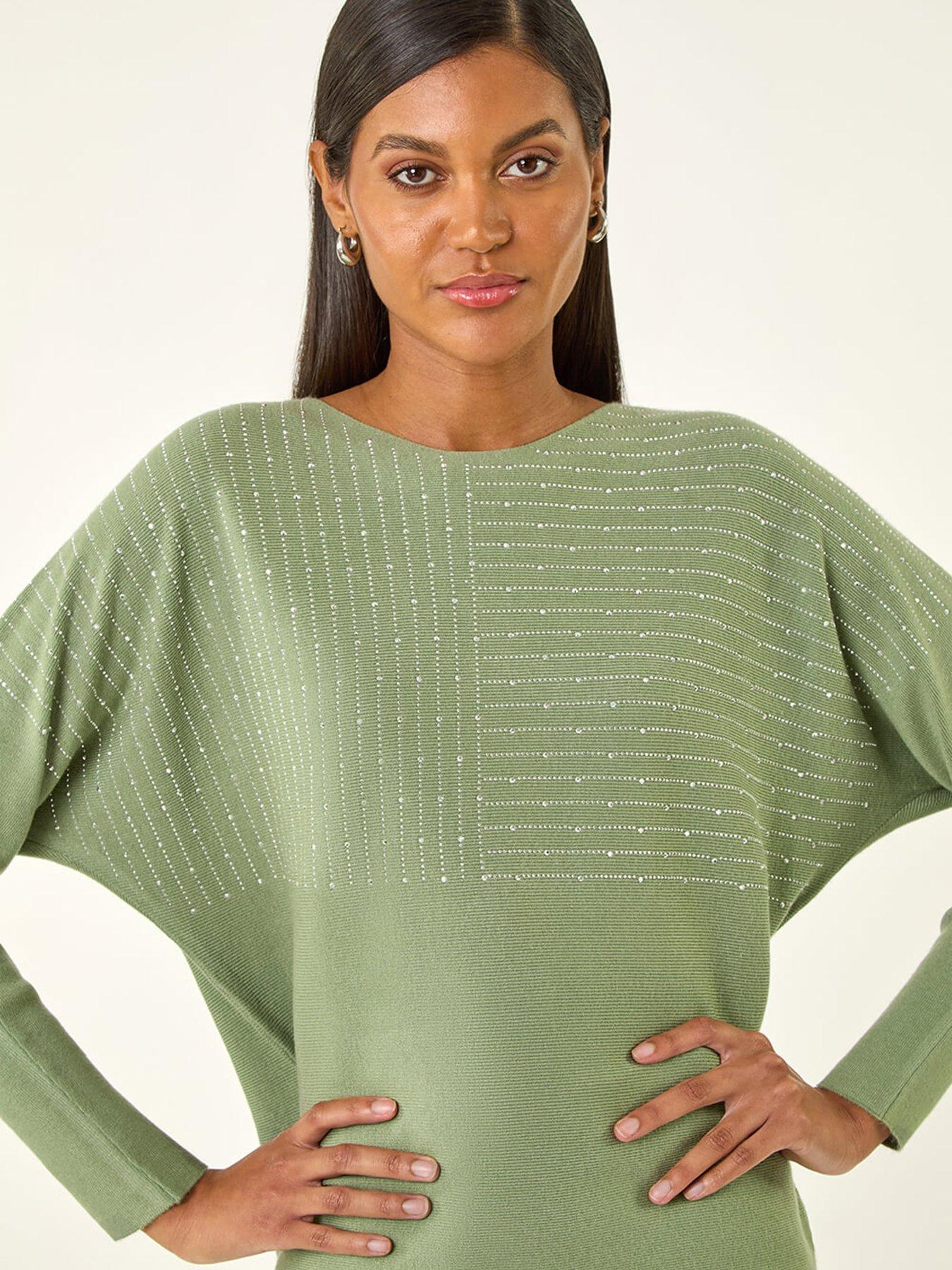  image of roman-embellished-stripe-knit-jumper-green