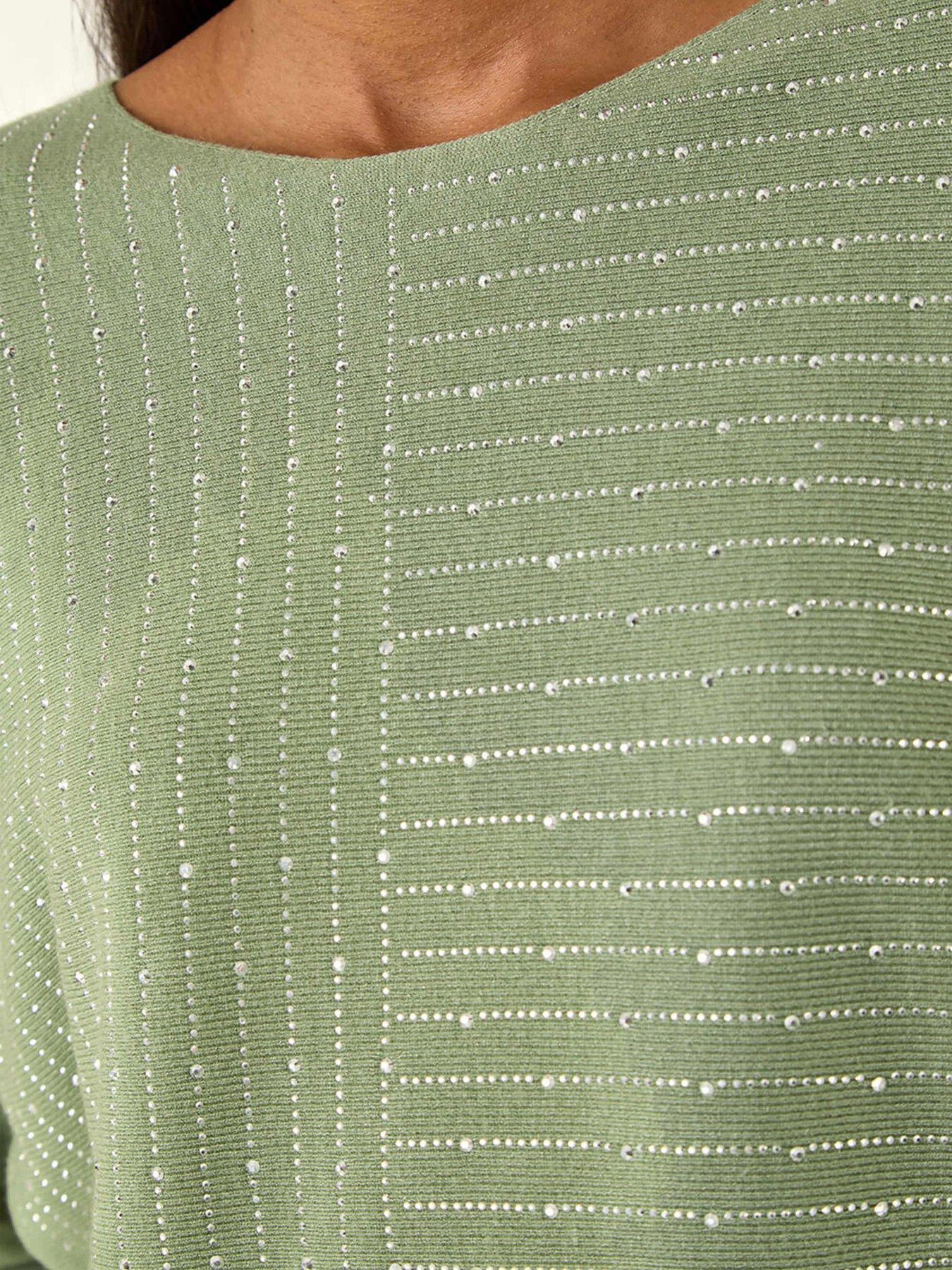  image of roman-embellished-stripe-knit-jumper-green