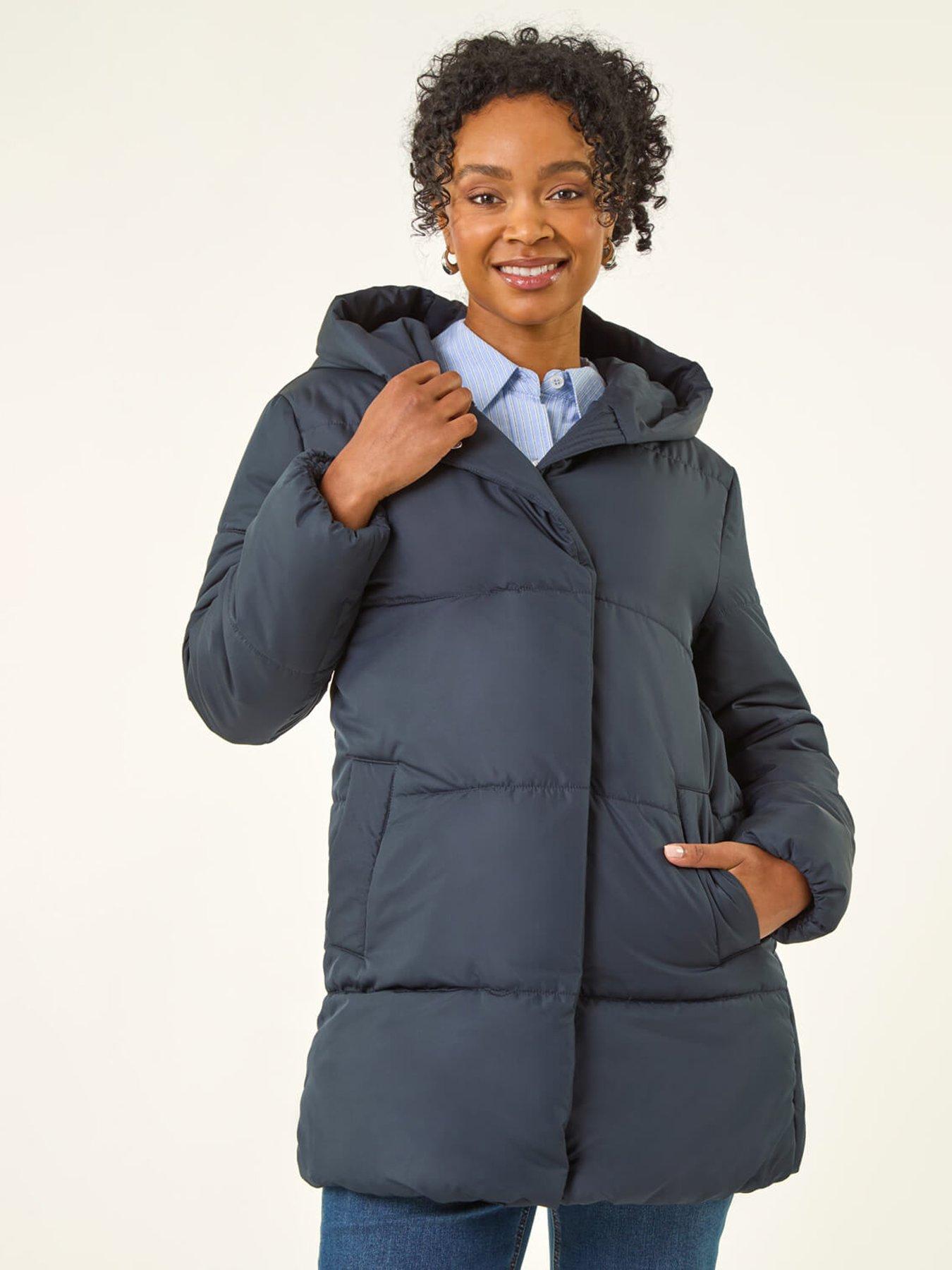 Roman Petite Hooded Quilted Puffer Coat Navy Littlewoods