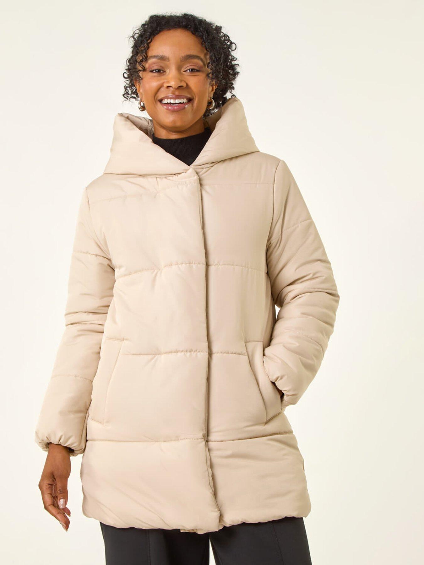 Roman Petite Hooded Quilted Puffer Coat Grey Littlewoods