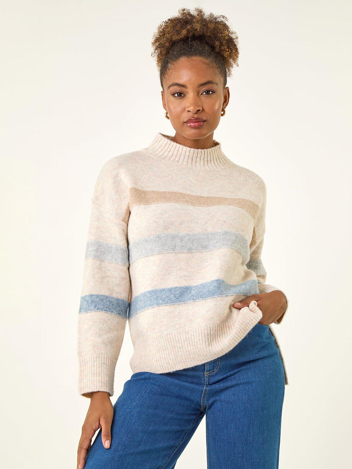 undefined Soft Stripe Knit Jumper - Grey