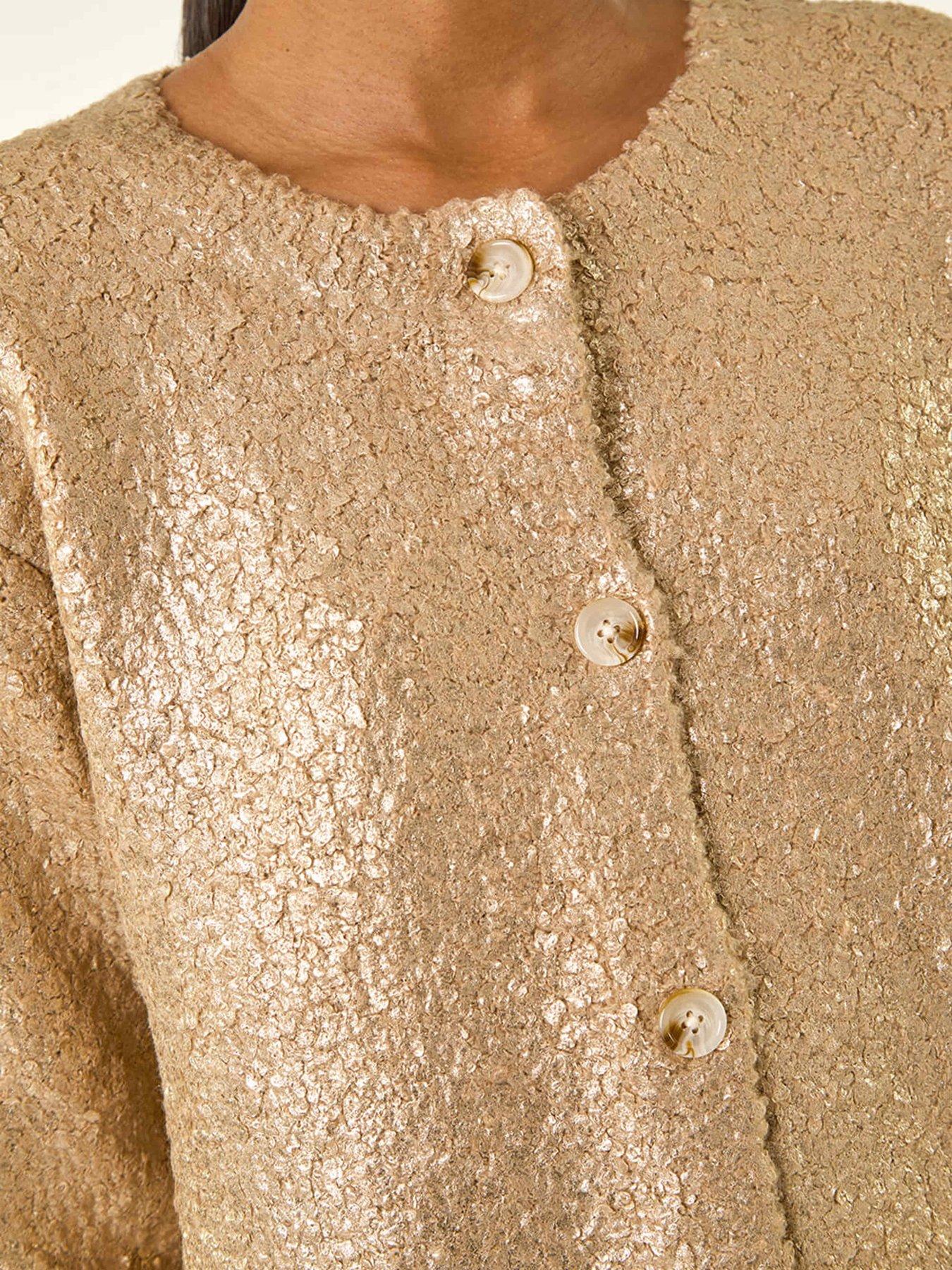 Image 5 of 5 of Roman Metallic Knit Cardigan - Gold
