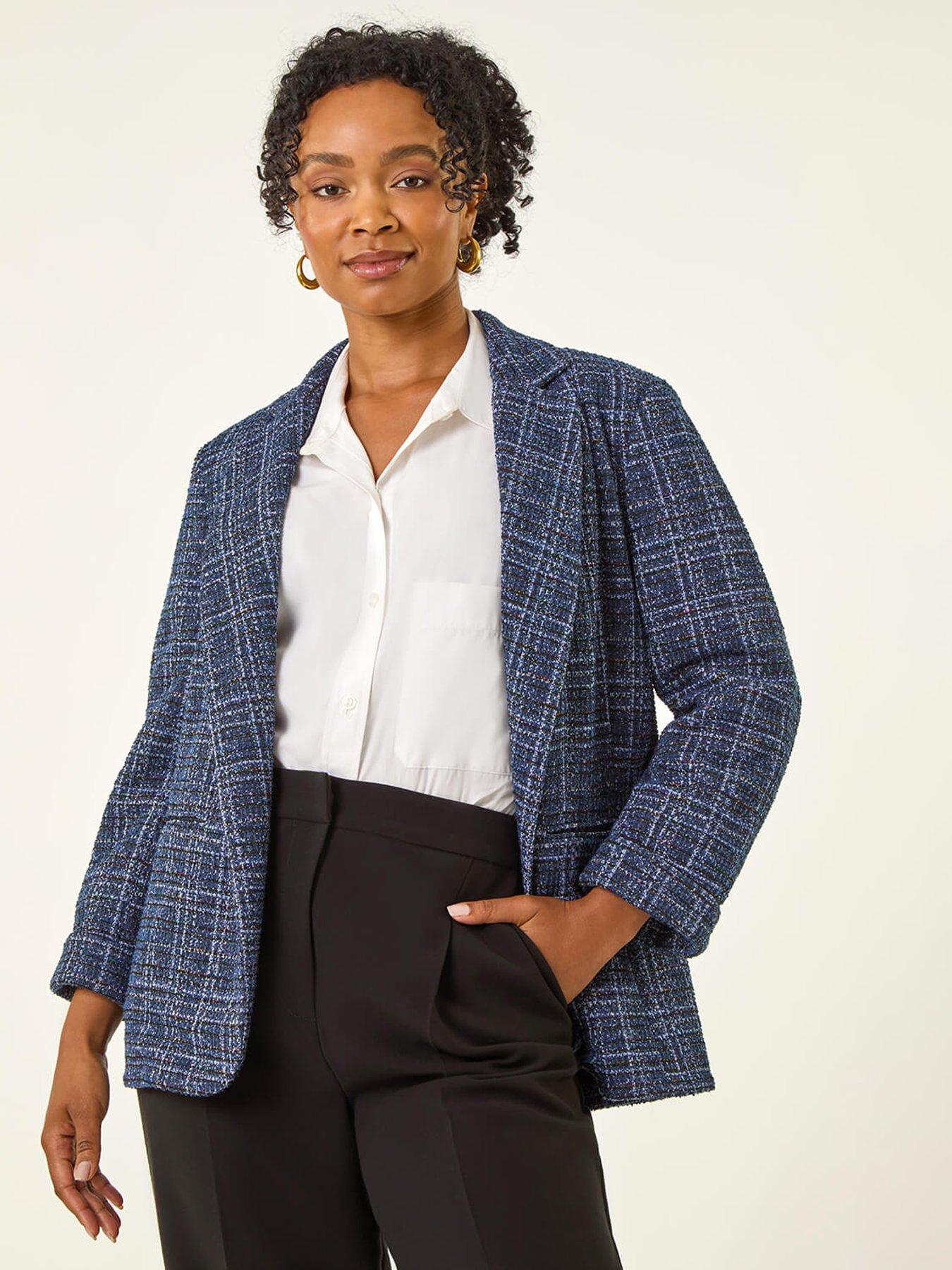 undefined Petite Boucle Stretch Blazer - Navy