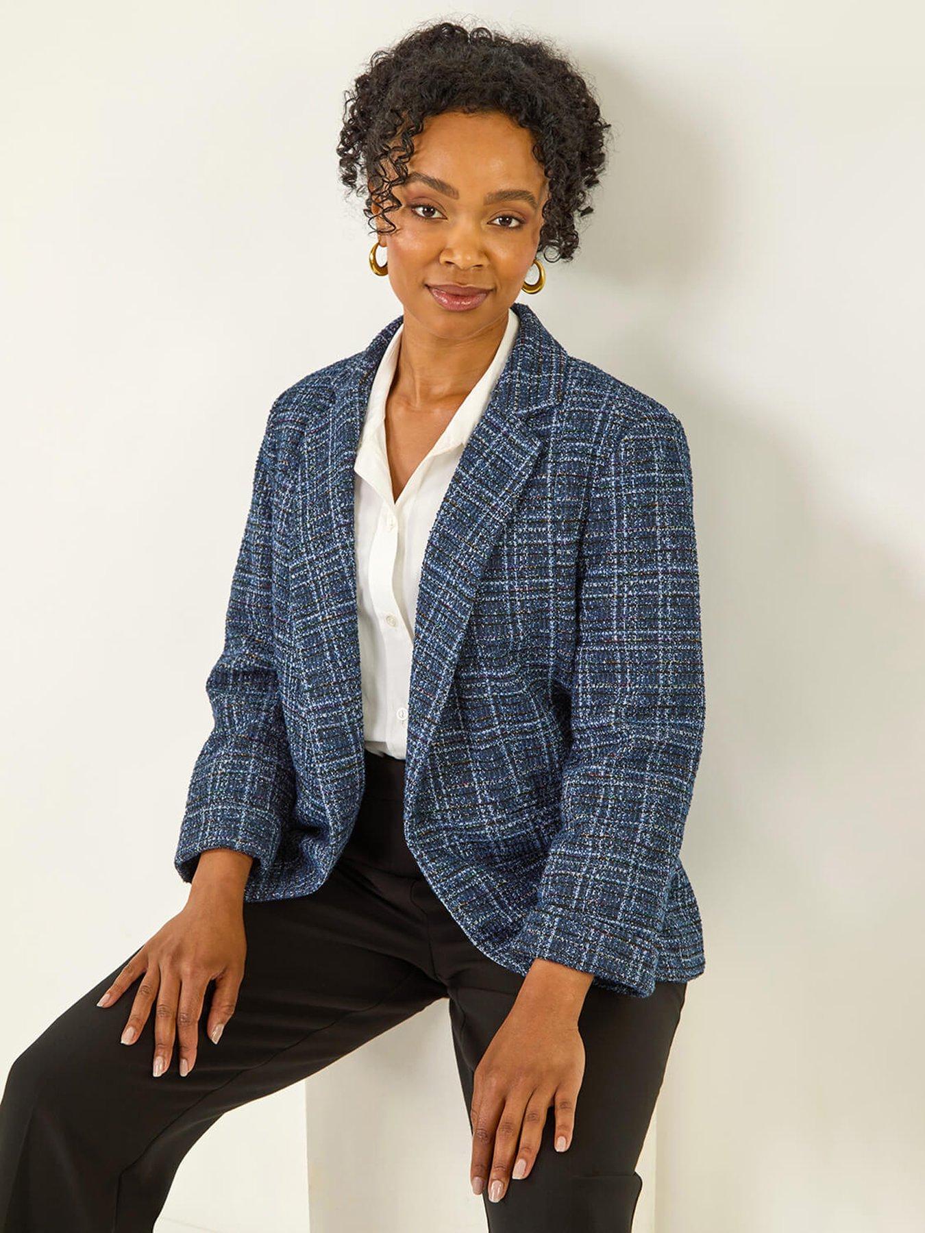 Image 4 of 5 of Roman Petite Boucle Stretch Blazer - Navy