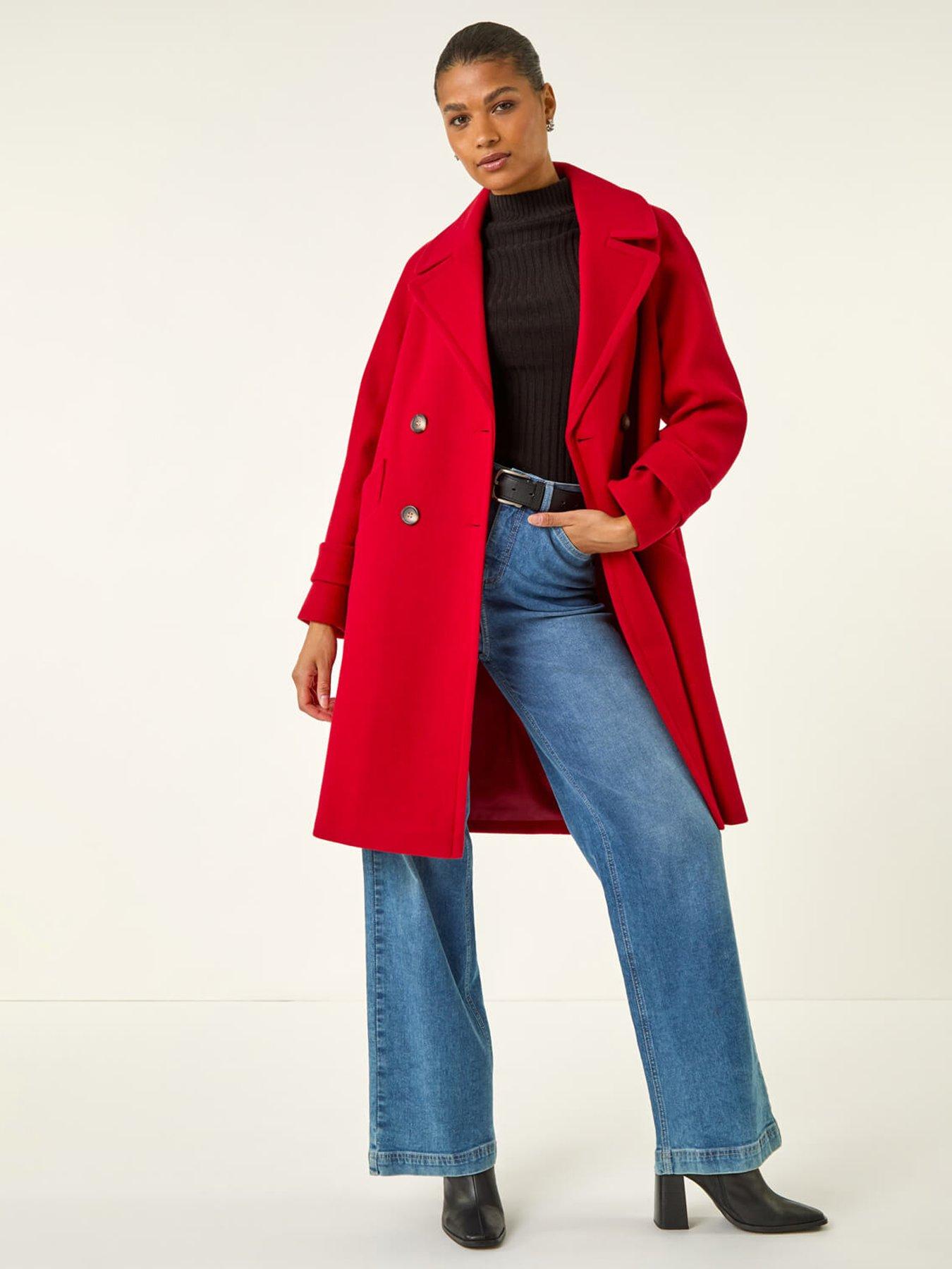 undefined Quilted Premium Buttoned Coat - Red