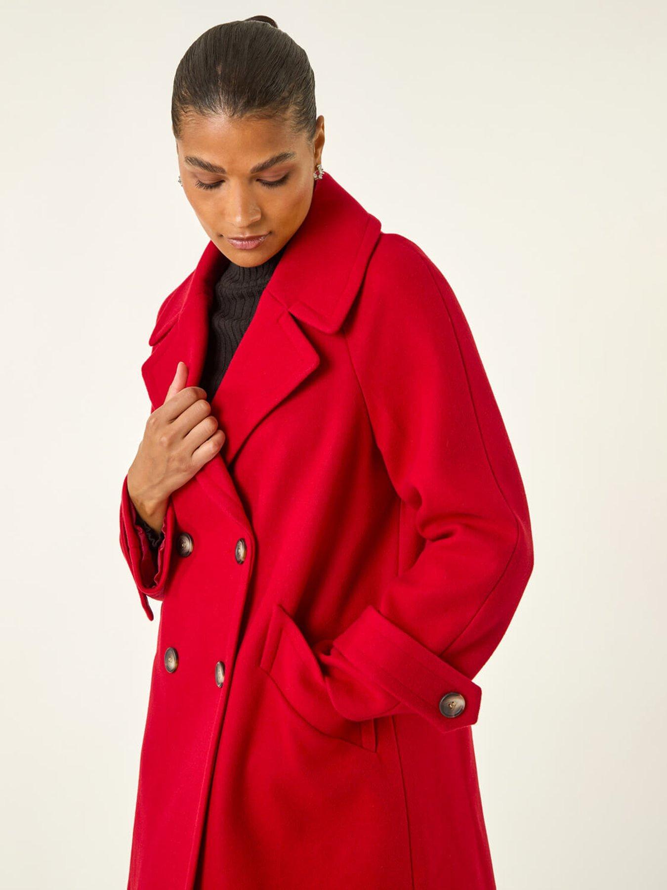 Image 4 of 5 of Roman Quilted Premium Buttoned Coat - Red