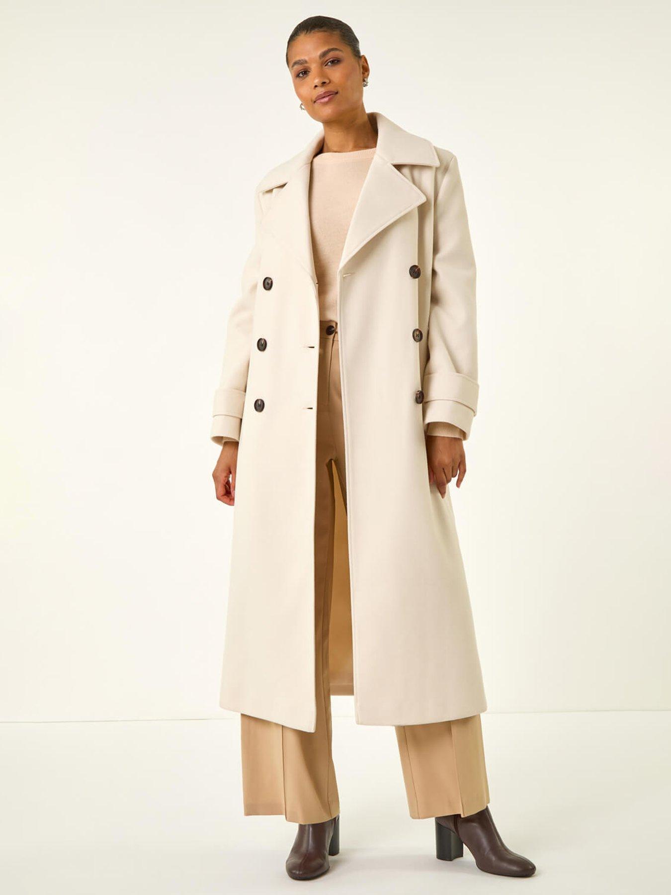 Image 1 of 5 of Roman Textured Premium Belted Smart Coat - Beige