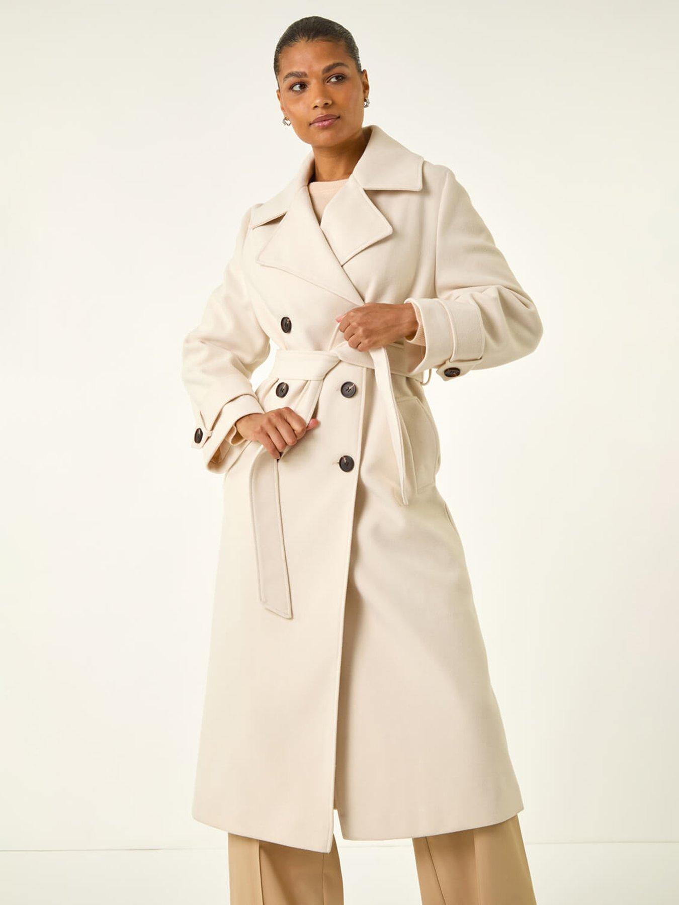 Image 3 of 5 of Roman Textured Premium Belted Smart Coat - Beige
