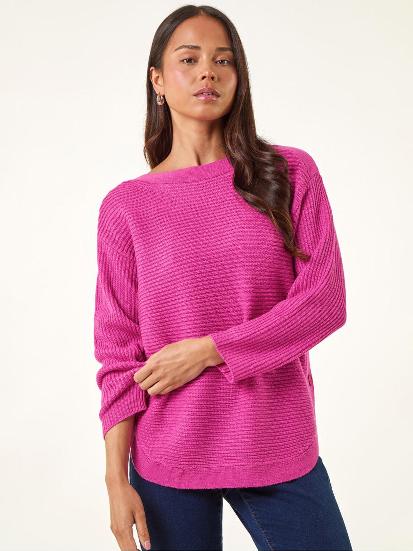 undefined Petite Curve Hem Knit Jumper - Pink