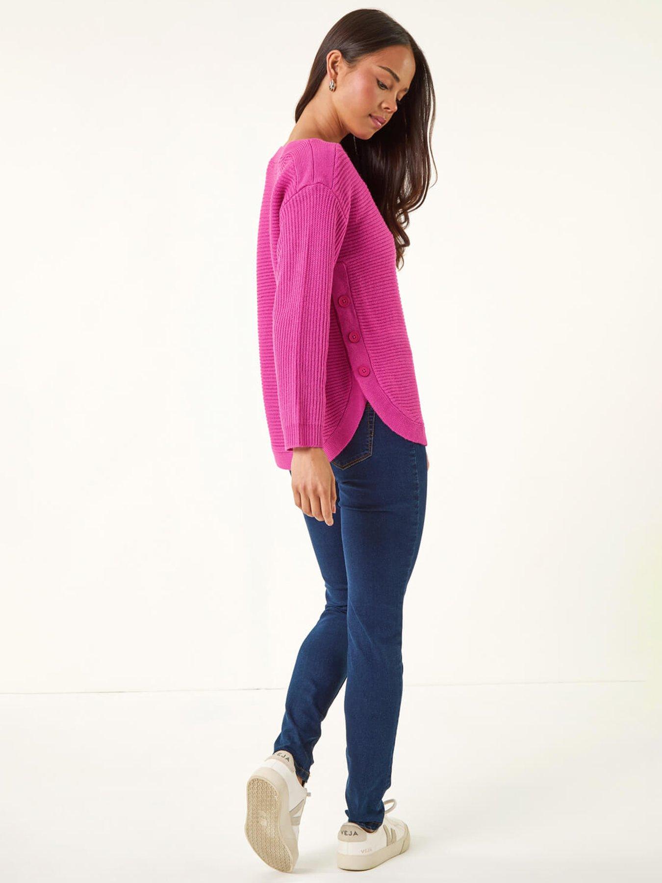 Image 2 of 5 of Roman Petite Curve Hem Knit Jumper - Pink