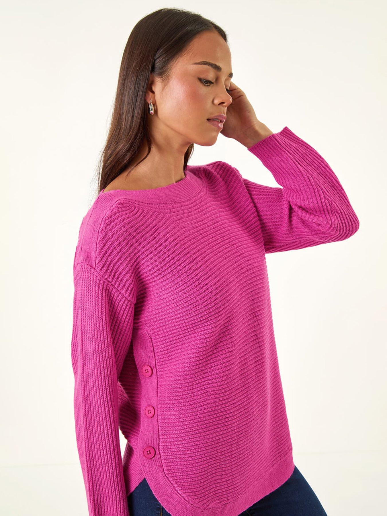Image 4 of 5 of Roman Petite Curve Hem Knit Jumper - Pink