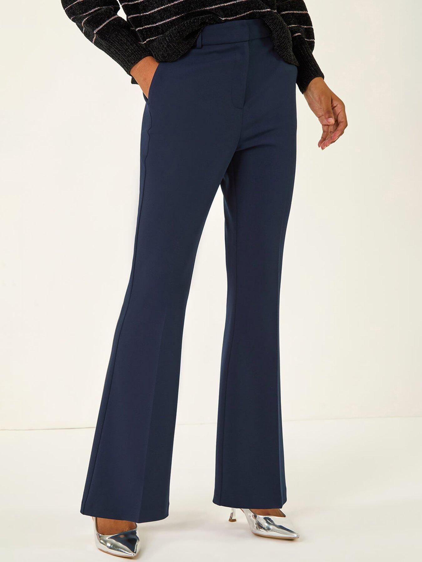undefined Bootcut Leg Stretch Trousers - Navy