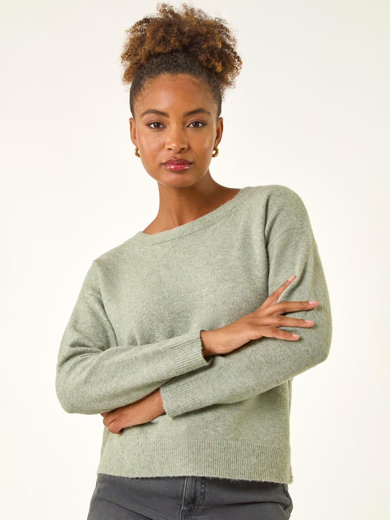 Roman Ribbon Bow Tie Back Jumper - Green