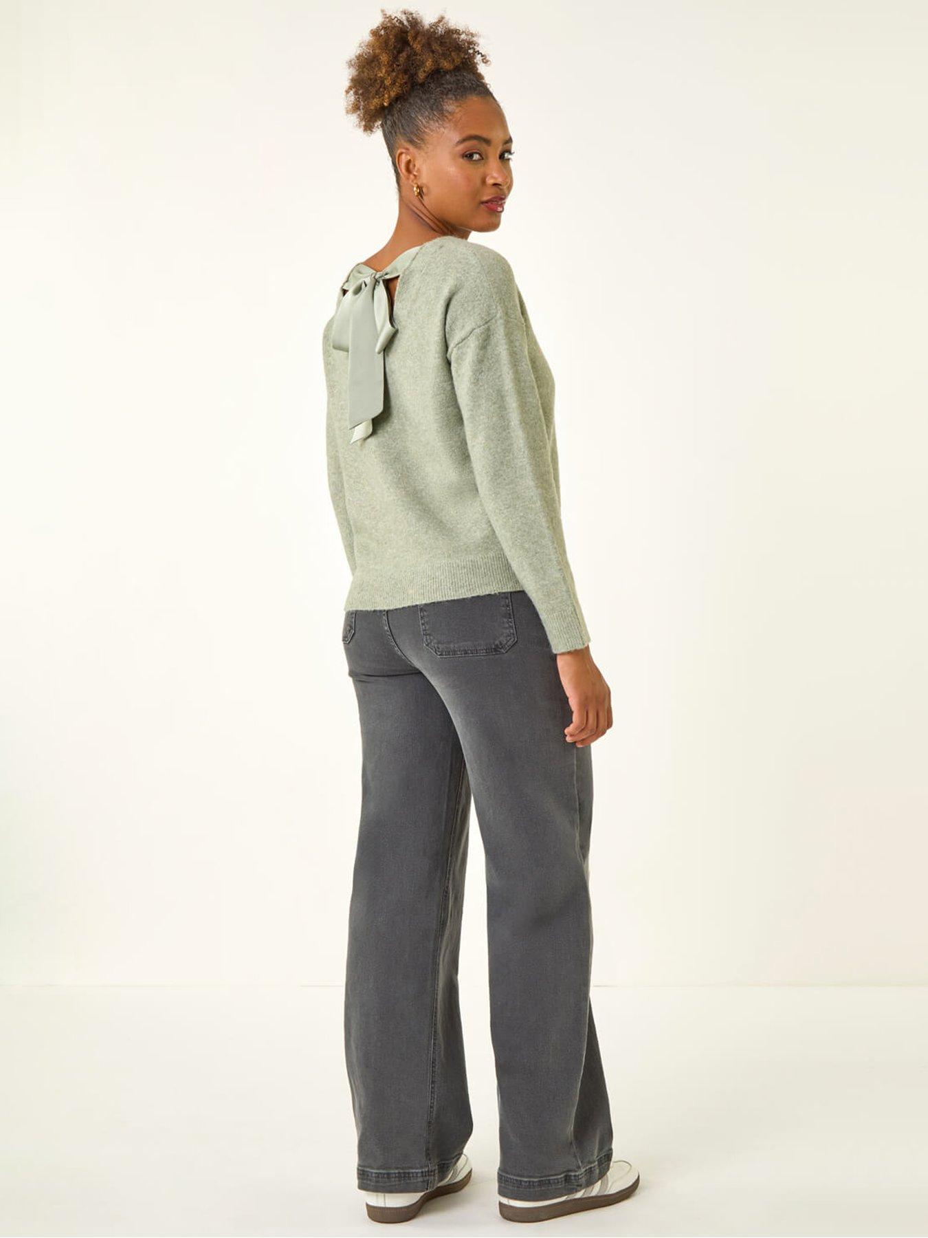 Image 2 of 5 of Roman Ribbon Bow Tie Back Jumper - Green