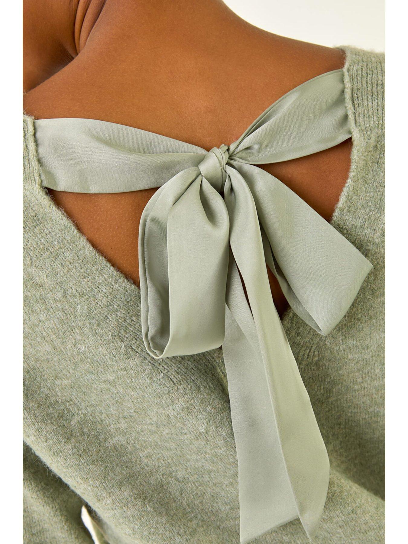 Image 5 of 5 of Roman Ribbon Bow Tie Back Jumper - Green