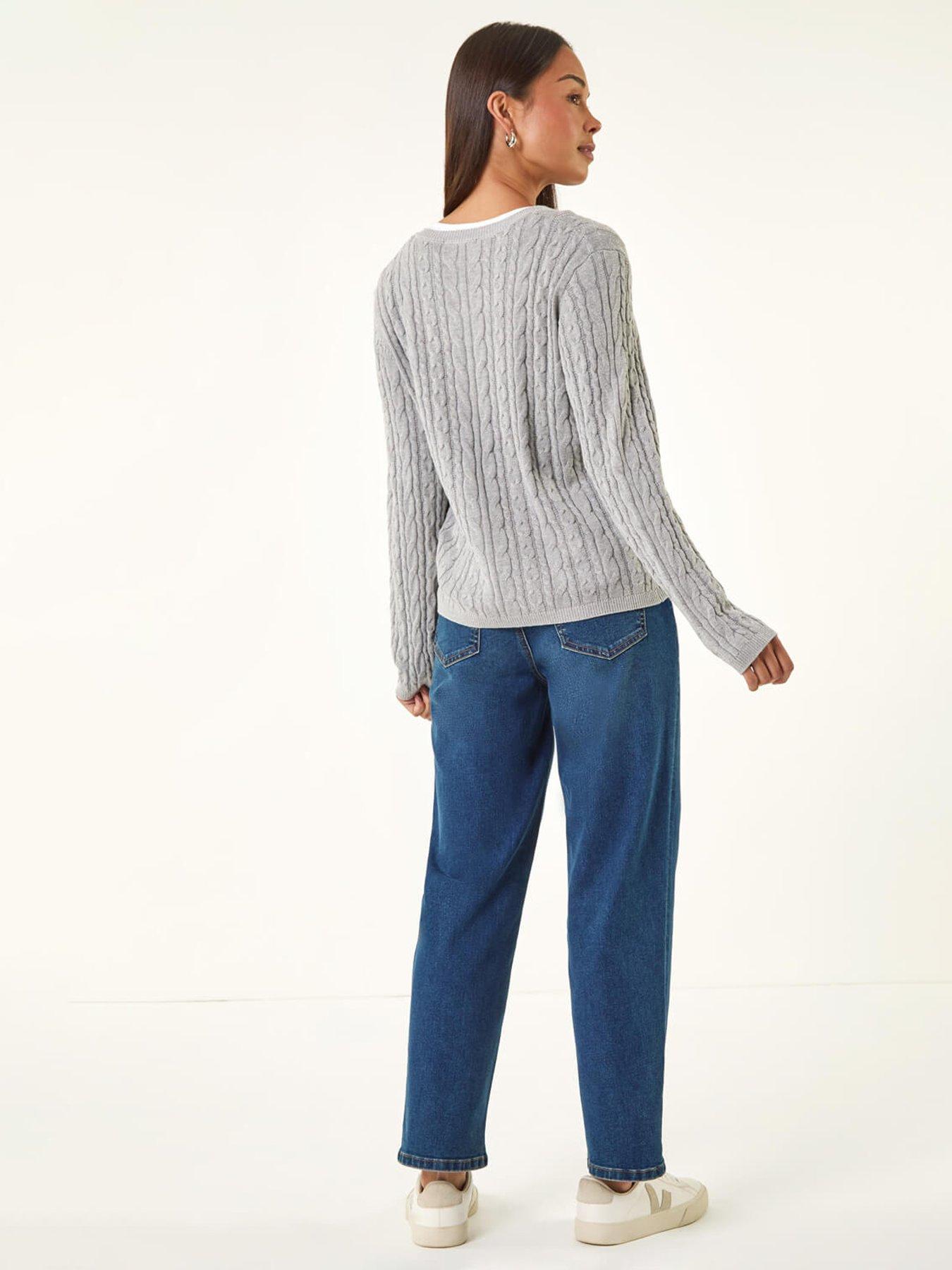 Image 2 of 5 of Roman Petite Cable Knitted Cardigan - Grey