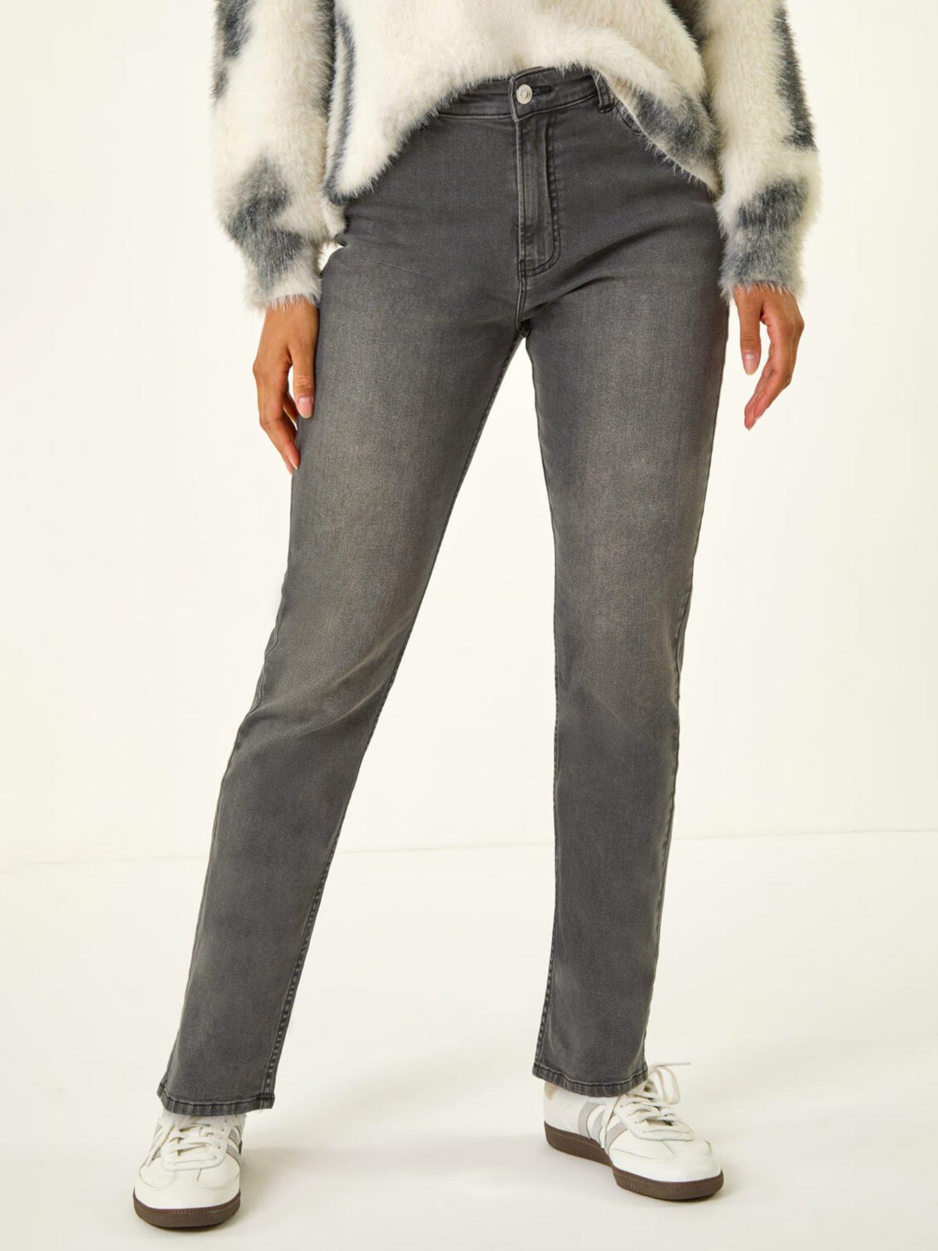 undefined Slim Leg Stretch Mom Jeans - Grey