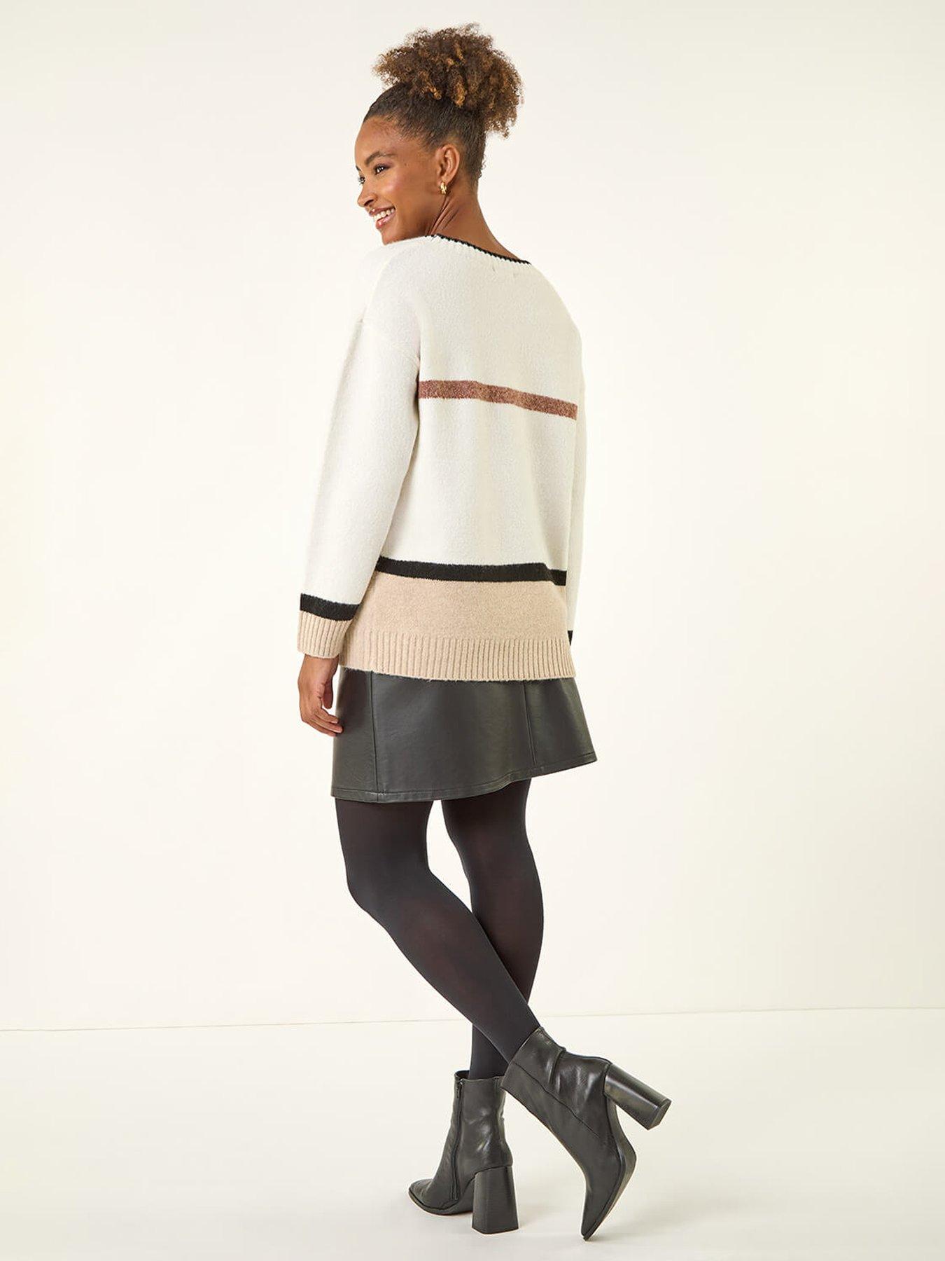 Image 2 of 5 of Roman Colour Block Stripe Knit Jumper  - White