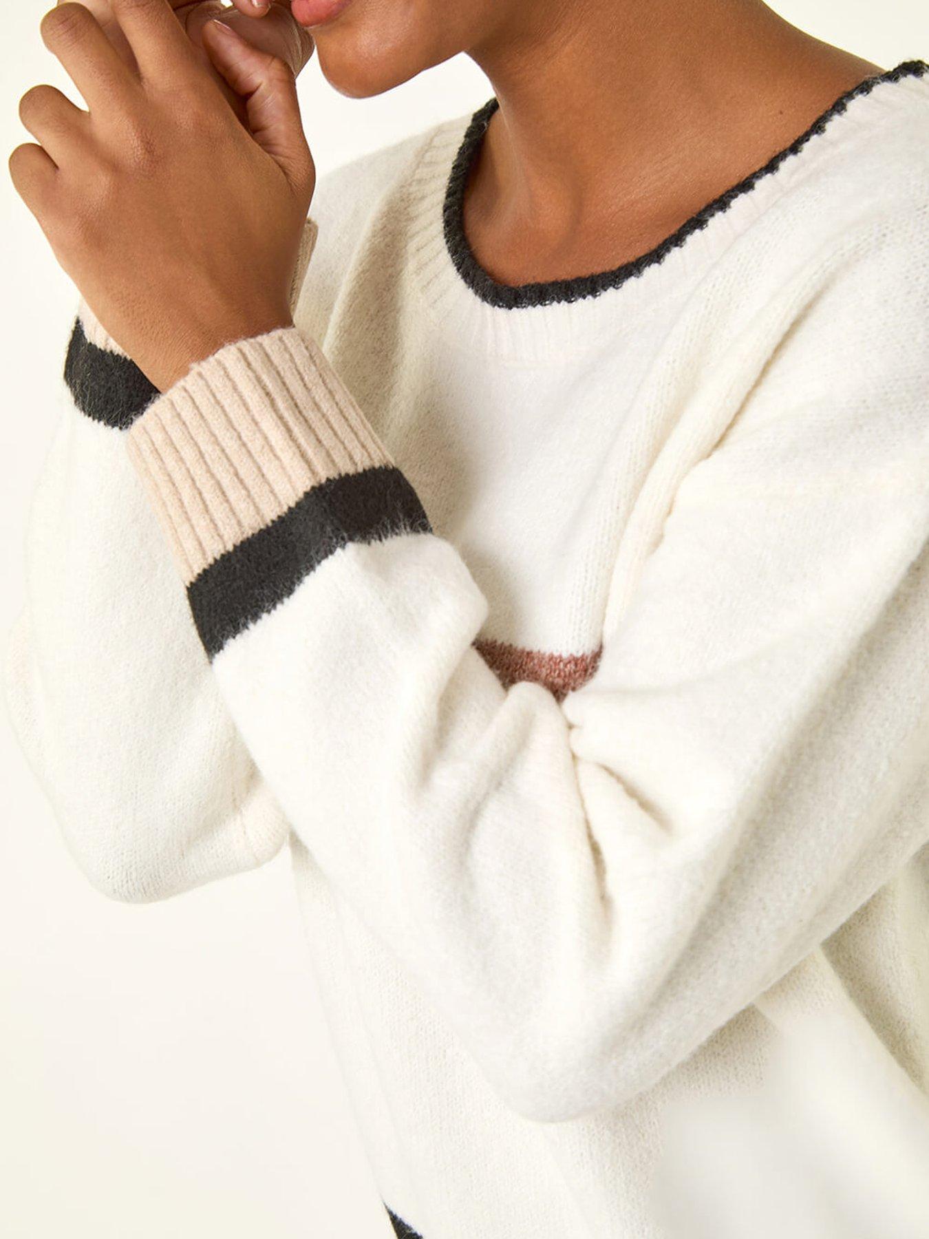 Image 5 of 5 of Roman Colour Block Stripe Knit Jumper  - White