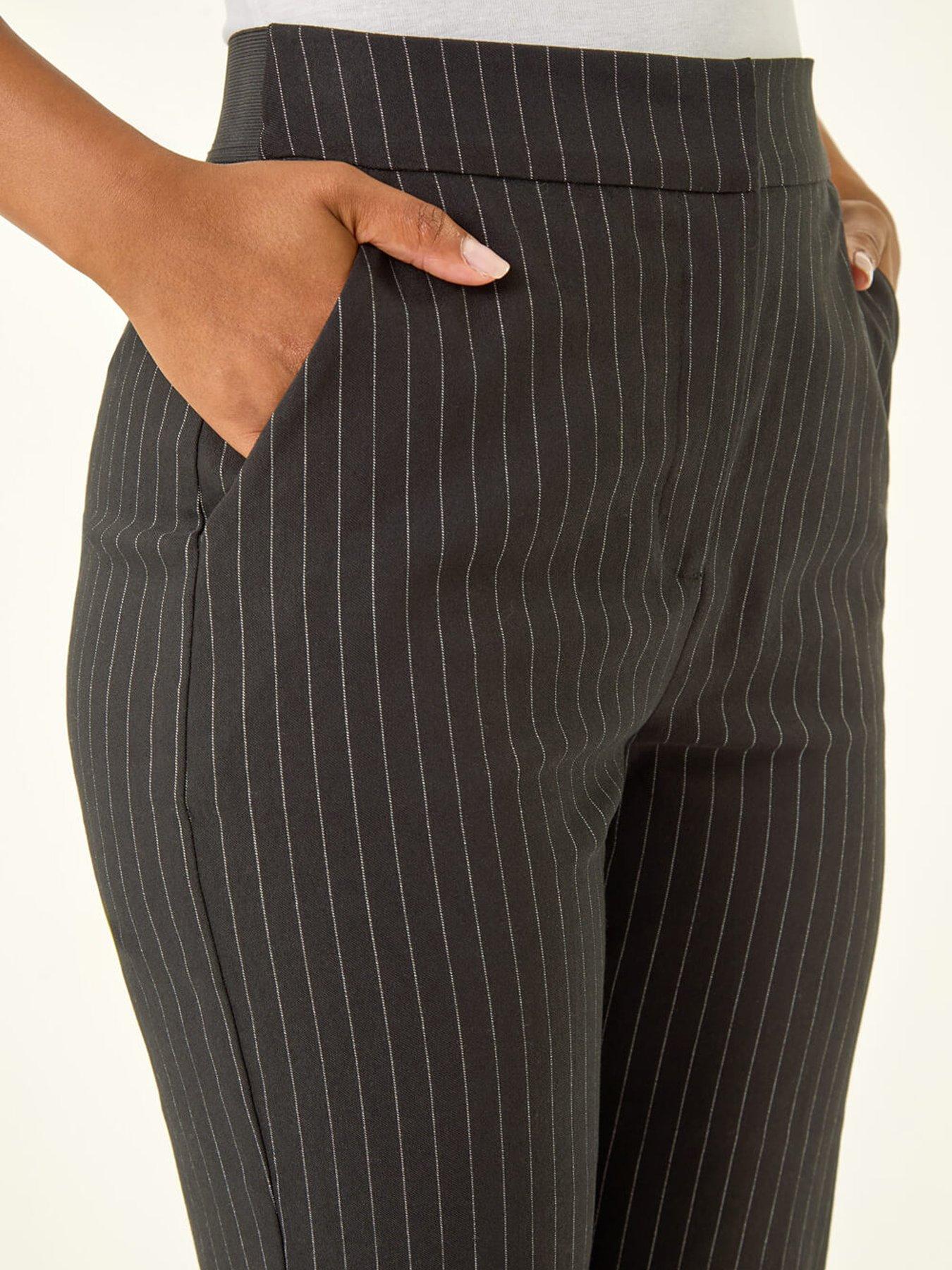 Image 5 of 5 of Roman Petite Stripe Bengaline Stretch Trouser - Black