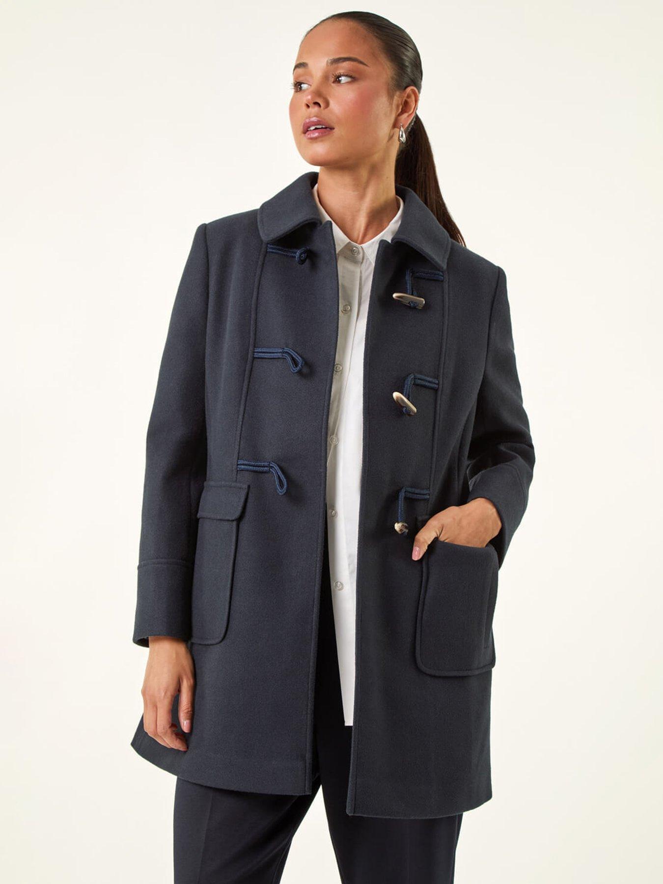 undefined Petite Patch Pocket Duffle Coat - Navy