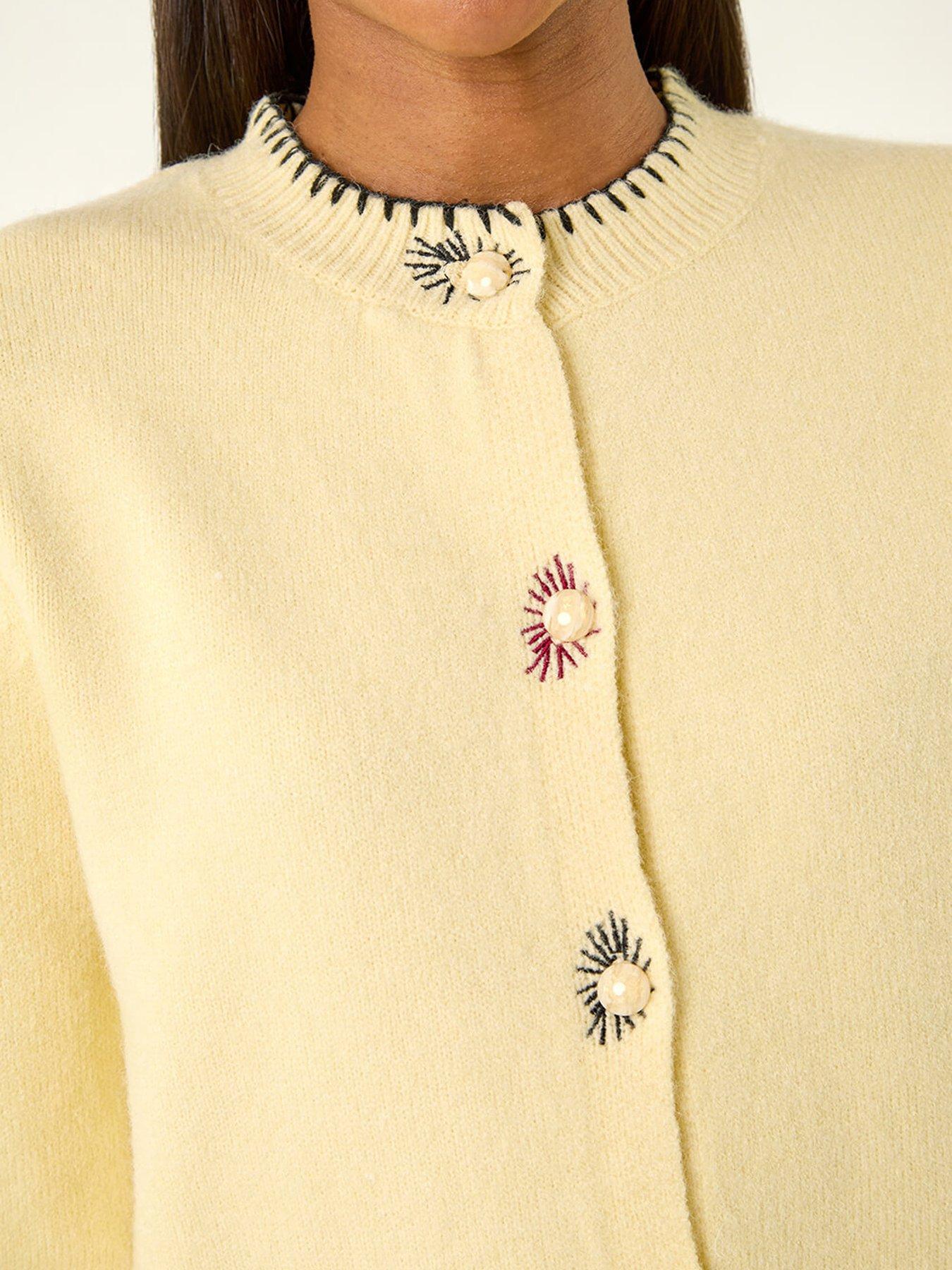 Image 5 of 5 of Roman Stitch Knit Cardigan - Yellow