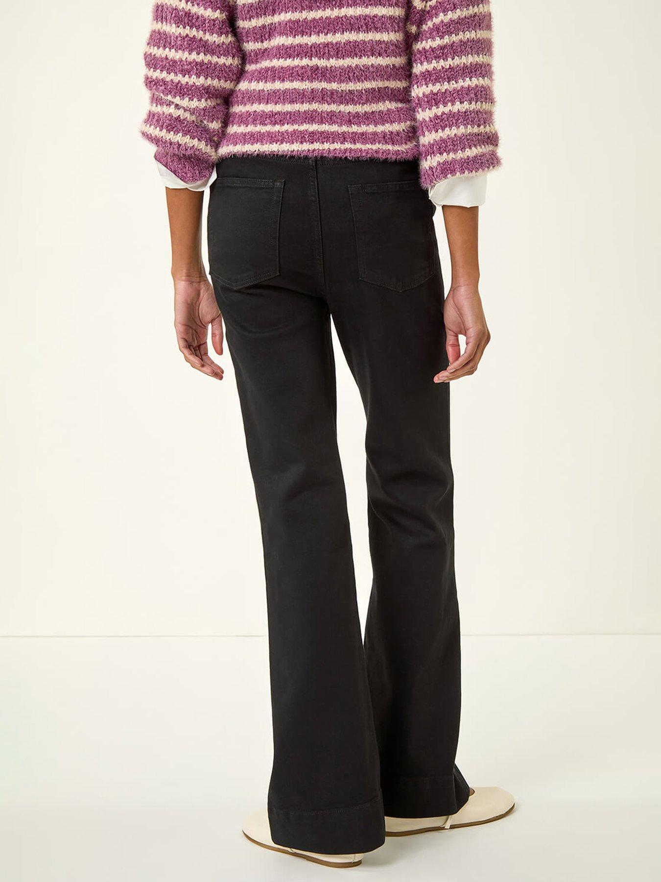  image of roman-pocket-stretch-flare-jeans-black