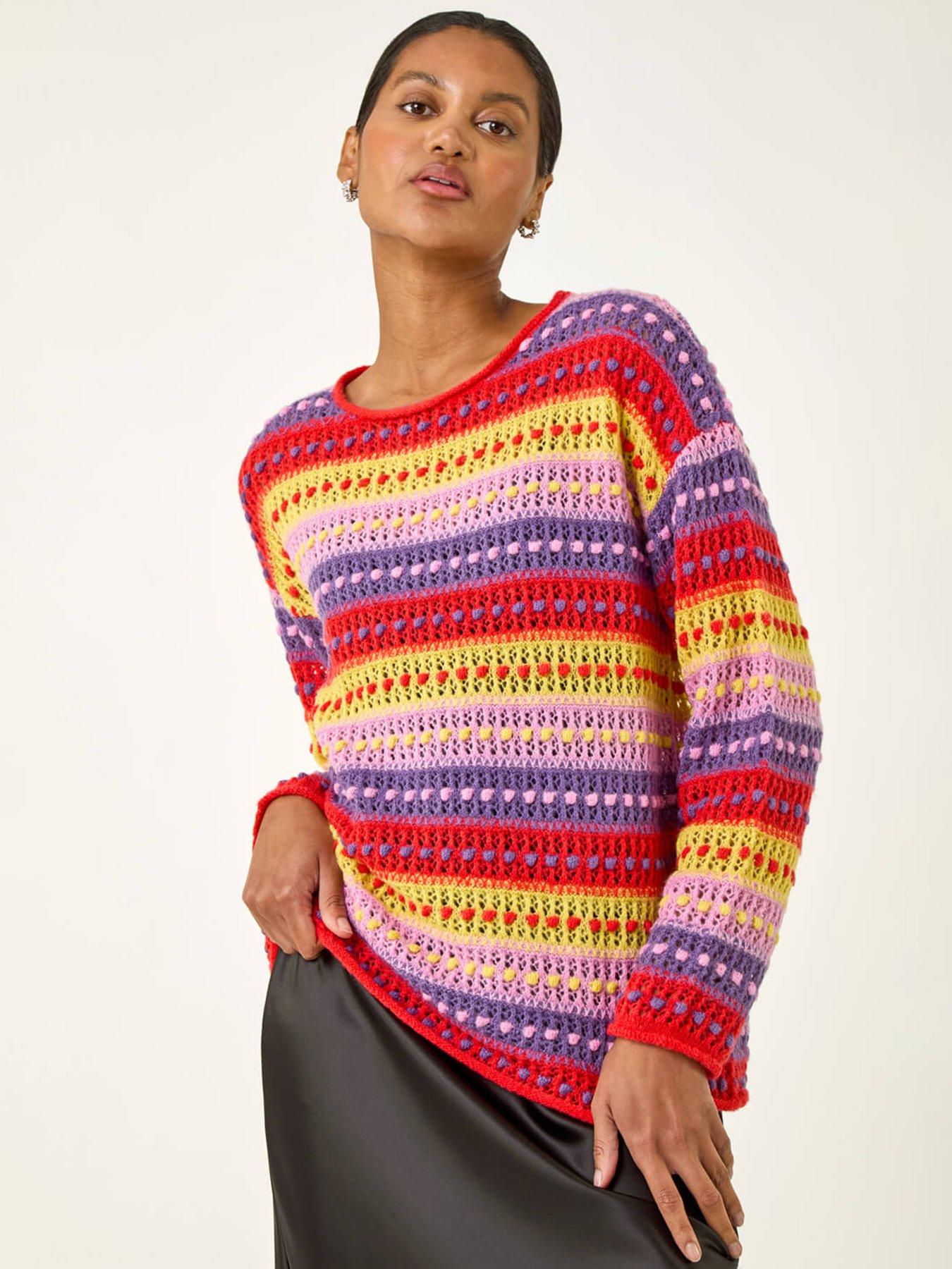 Roman Bobble Knit Stripe Jumper - Red
