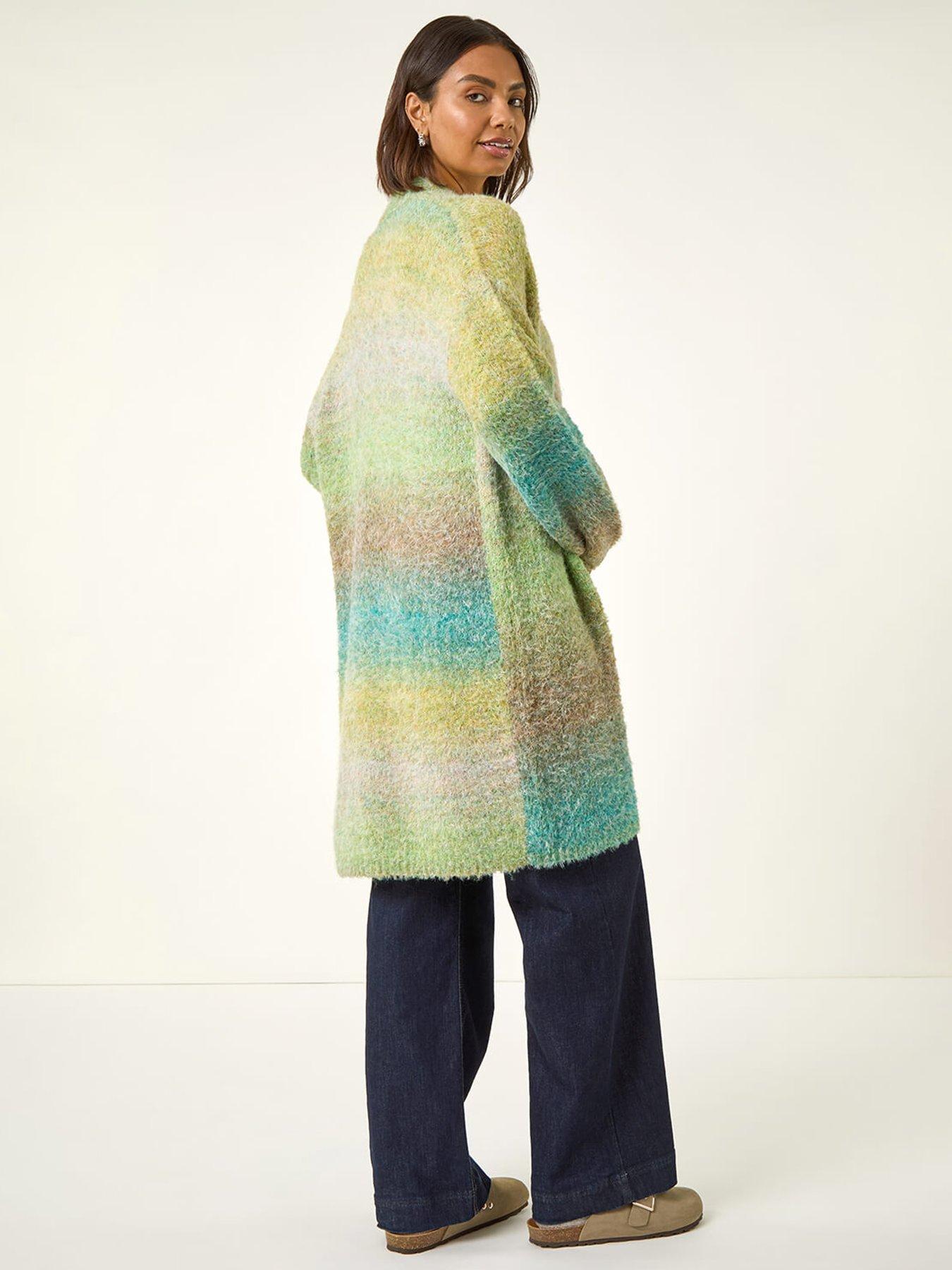  image of roman-ombre-longline-knit-cardigan-green