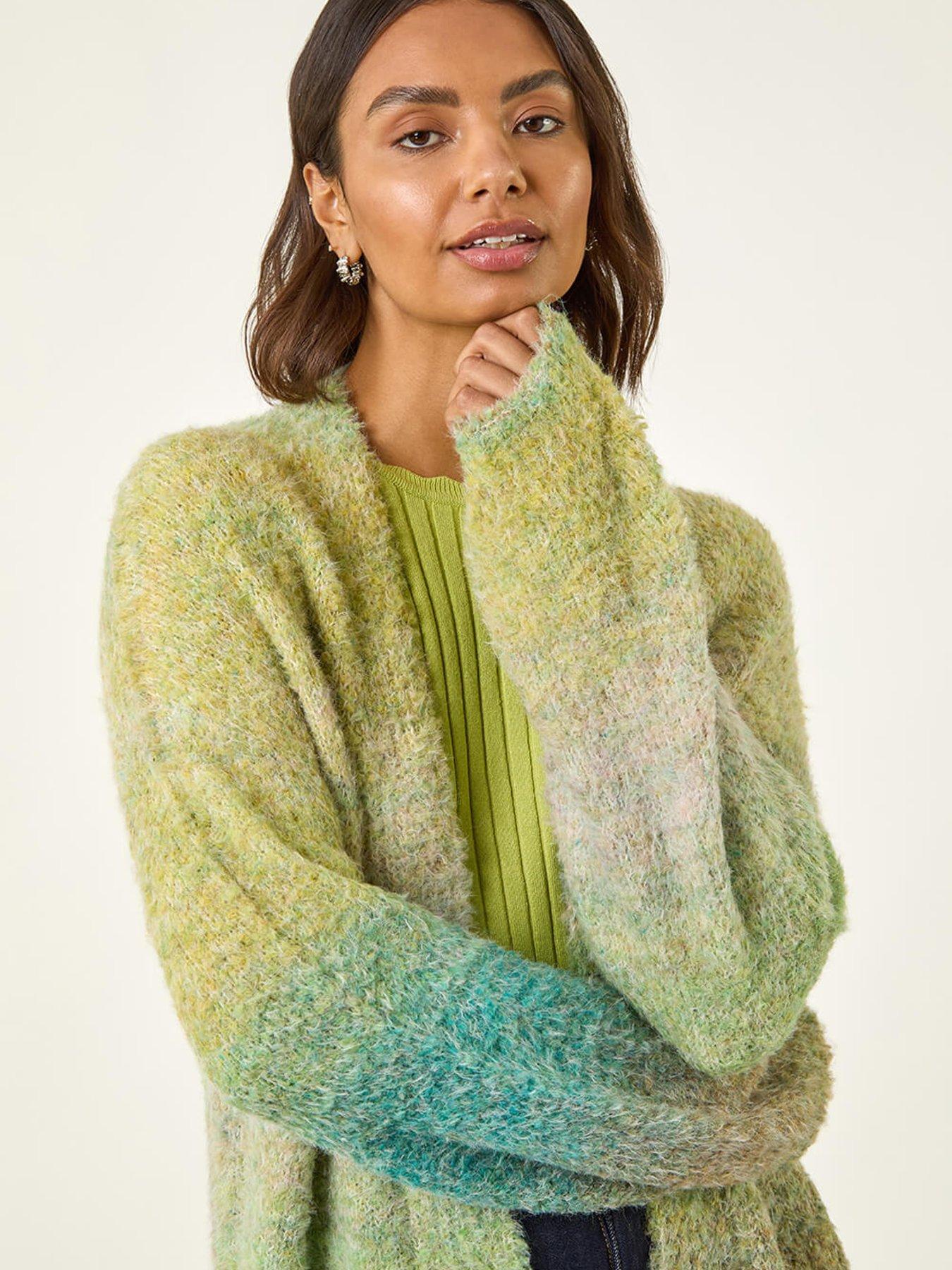 image of roman-ombre-longline-knit-cardigan-green