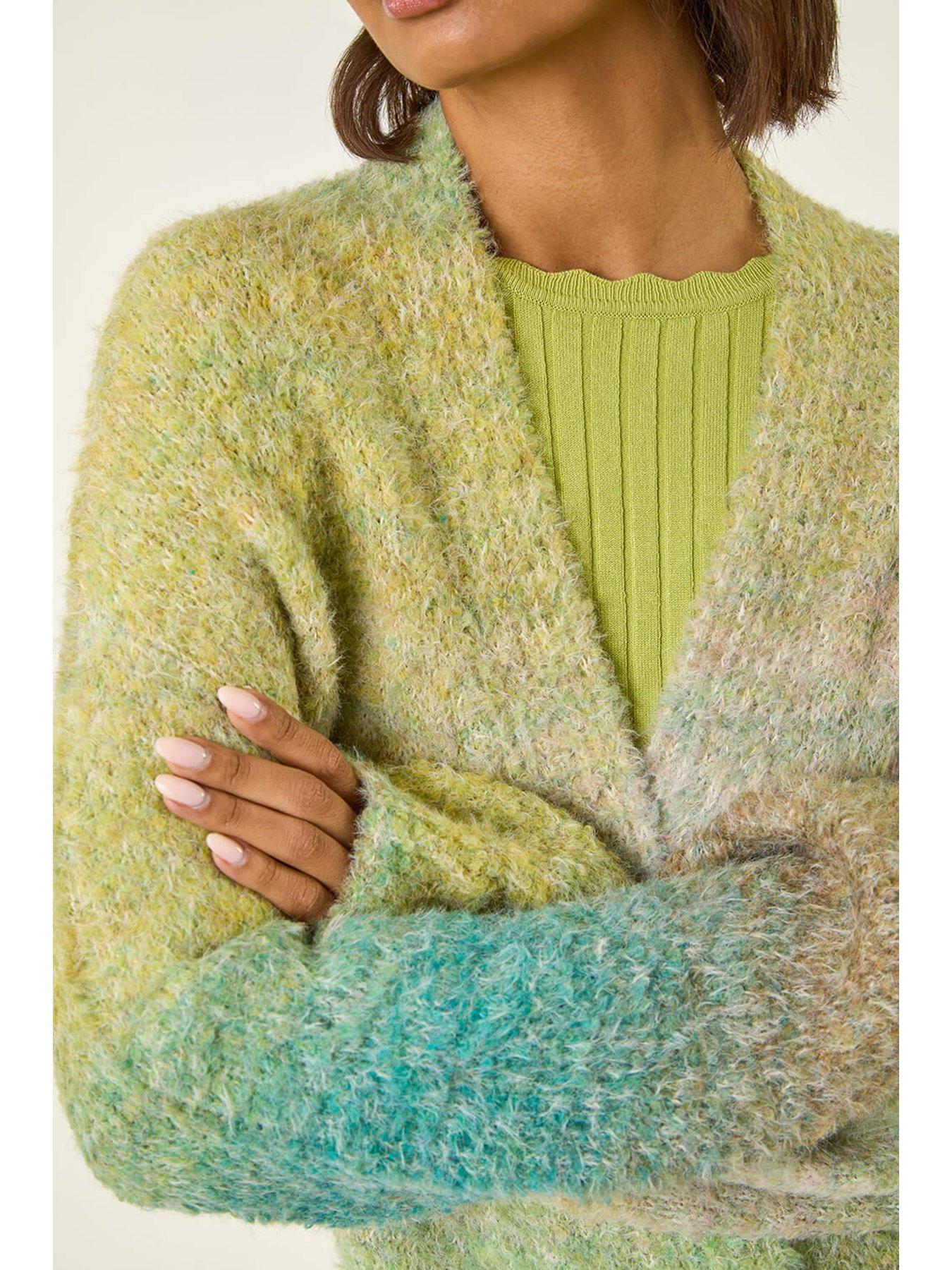  image of roman-ombre-longline-knit-cardigan-green