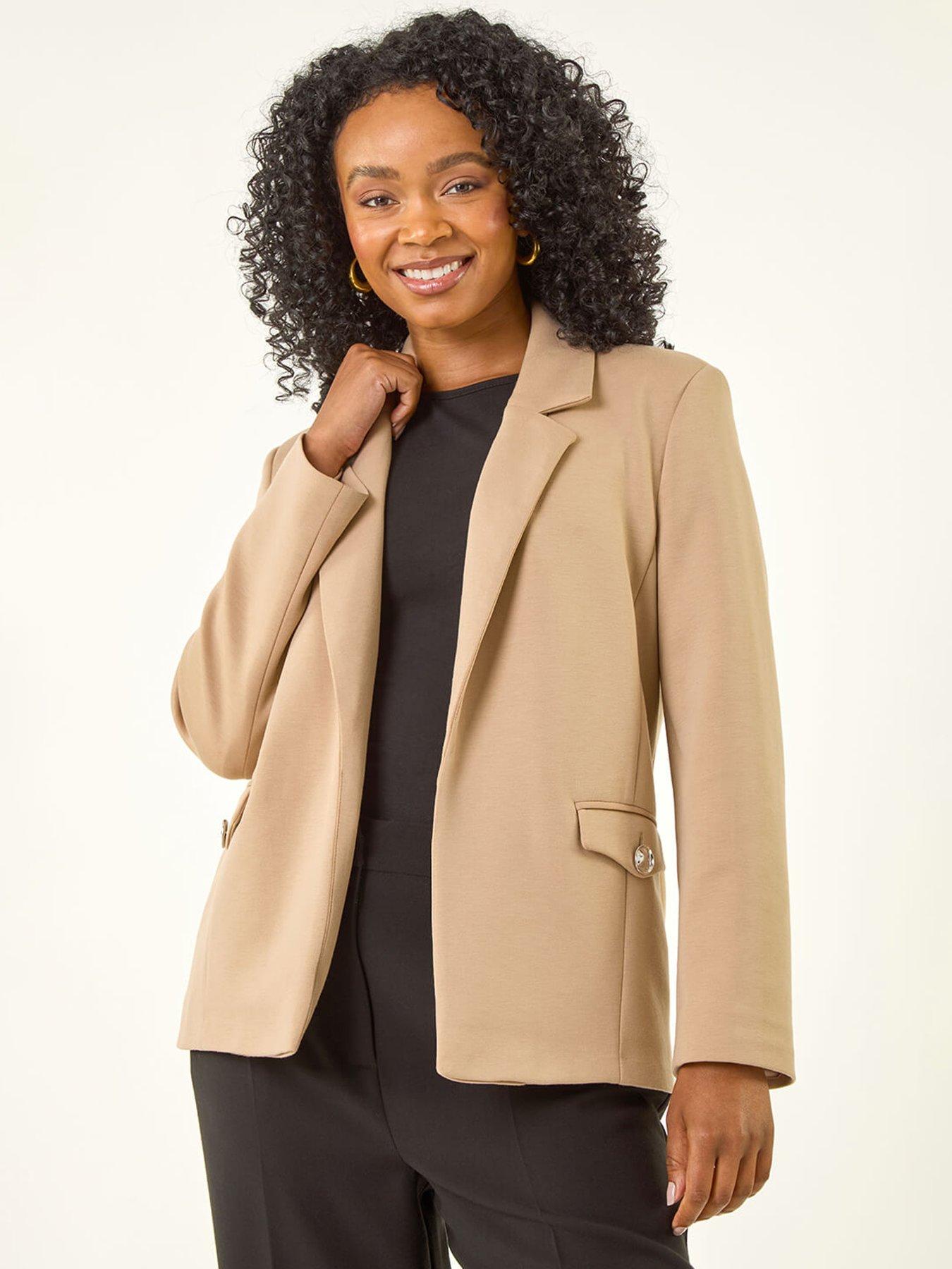 undefined Petite Pocket Detail Stretch Blazer - Grey