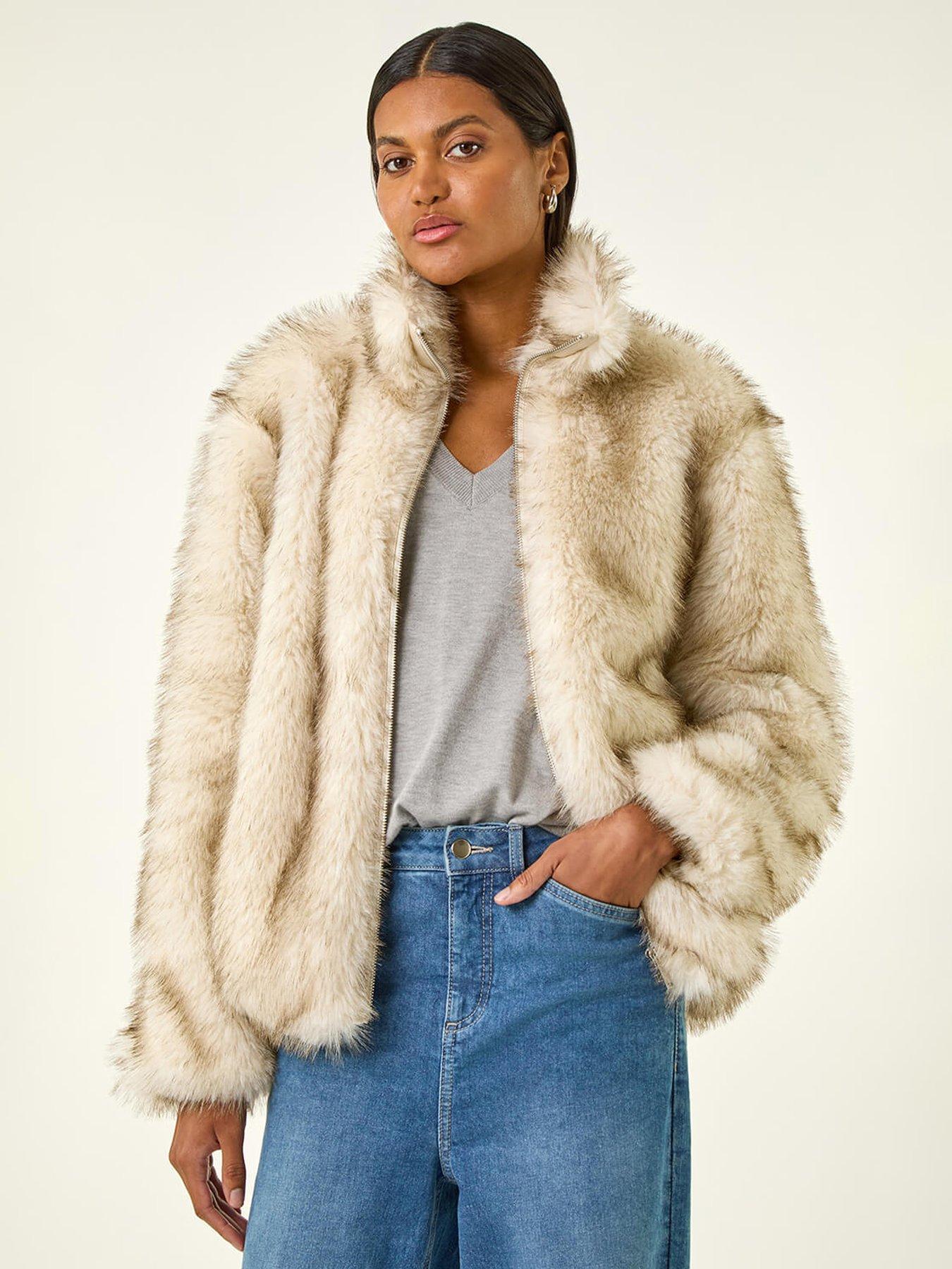  image of roman-tipped-faux-fur-relaxed-bomber-grey