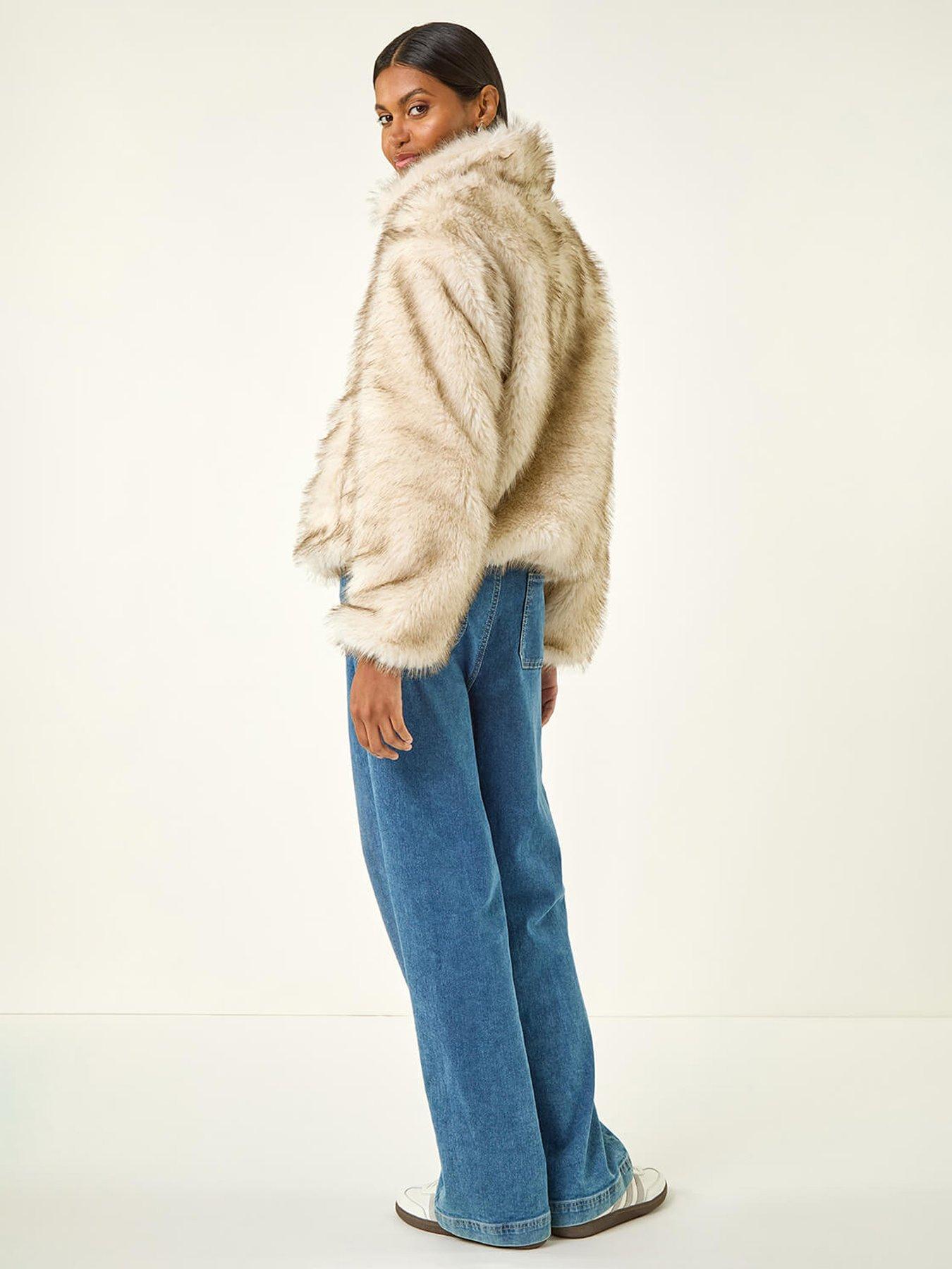  image of roman-tipped-faux-fur-relaxed-bomber-grey