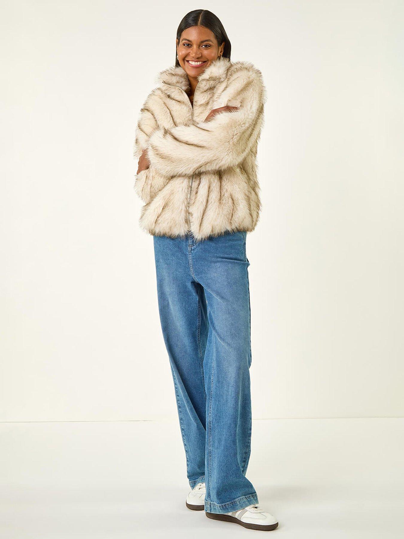  image of roman-tipped-faux-fur-relaxed-bomber-grey
